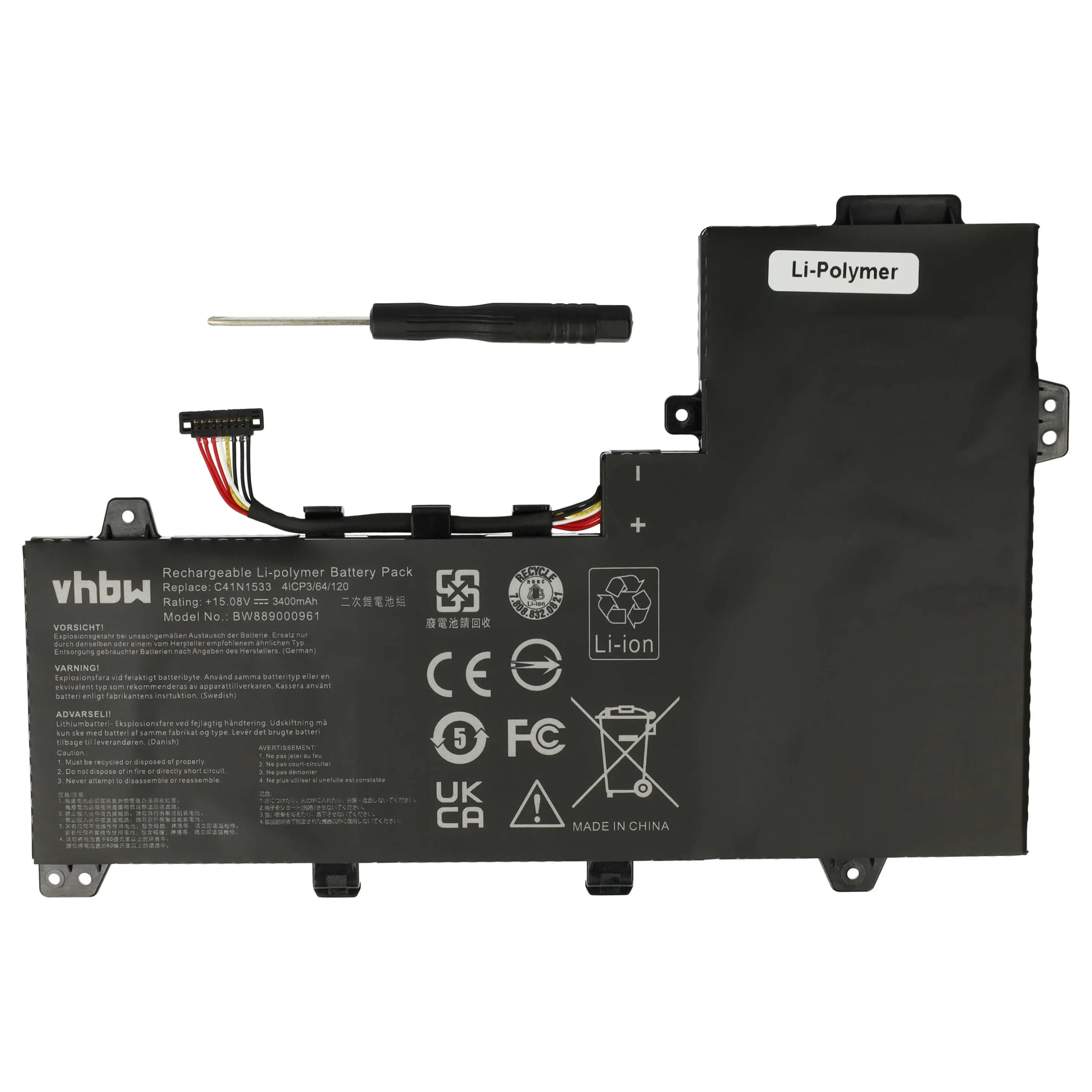 Batterie remplace Asus 0B200-02010200 pour ordinateur portable Asus- 3400mAh 15,08V Li-polymère