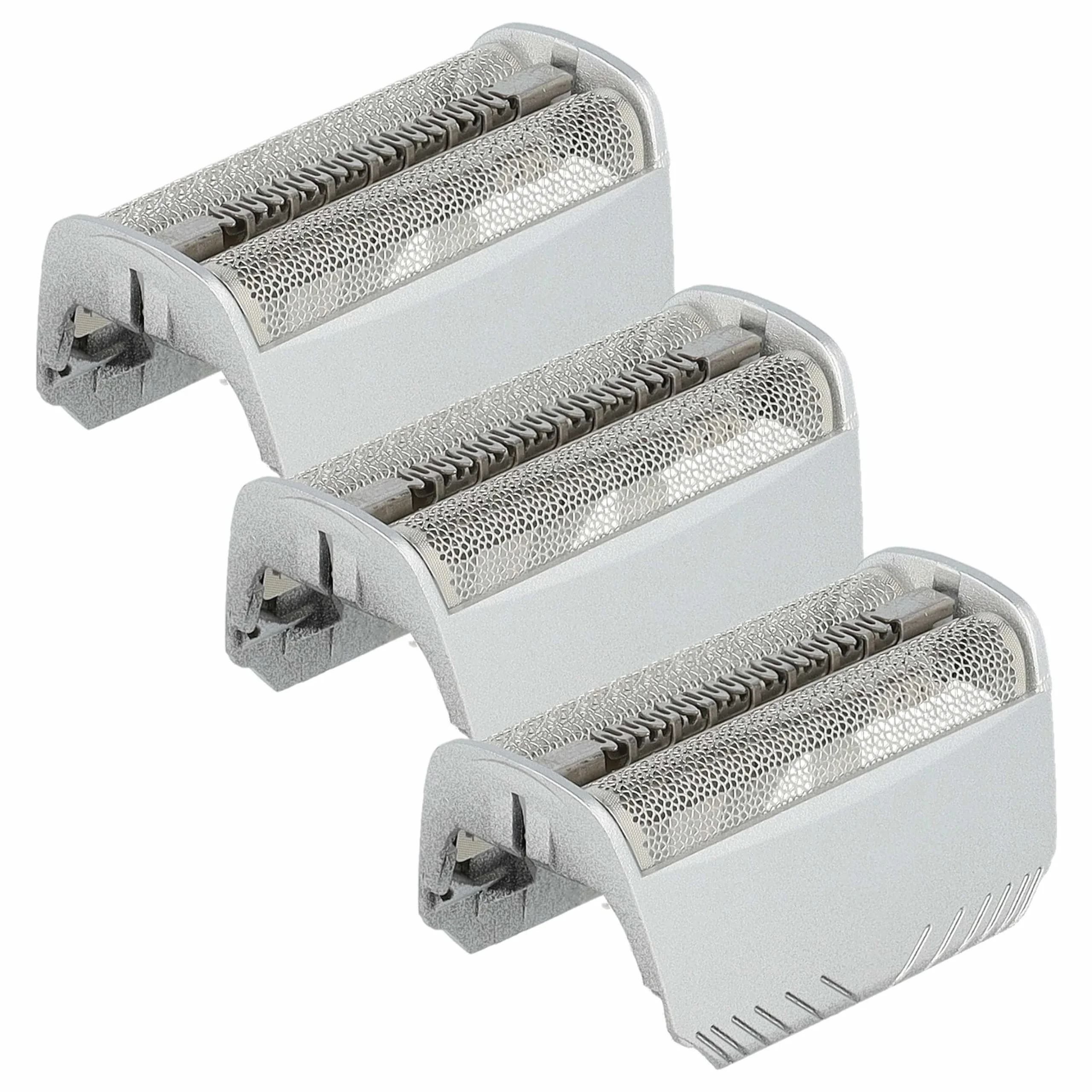3x Grilles doubles remplace Braun 30B, 30B Mul, 30S pour rasoir Braun - avec cadre de tête, argenté