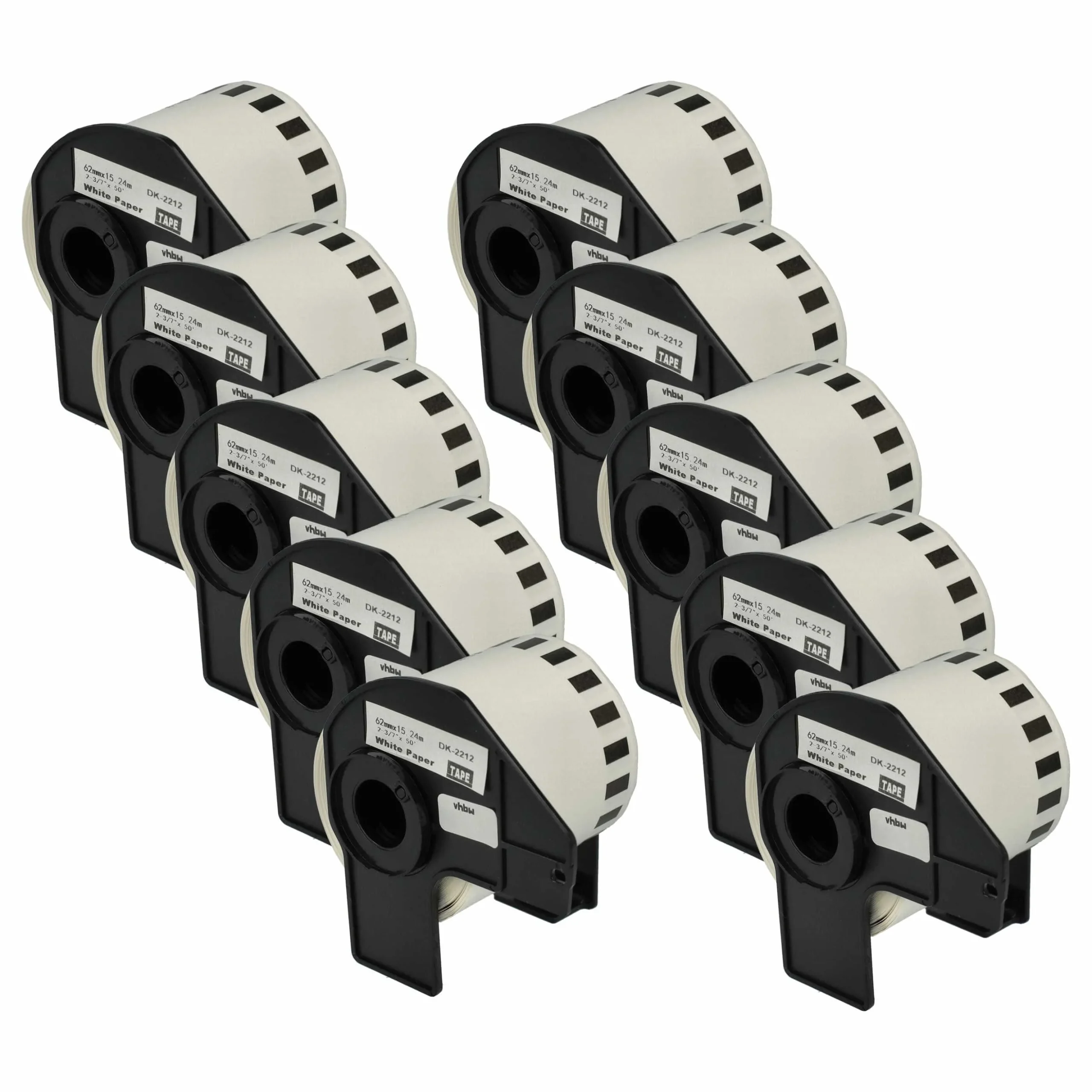10x Étiquette remplacent Brother DK-22212 pour imprimante étiqueteuse - 62mm x 15,24m + support