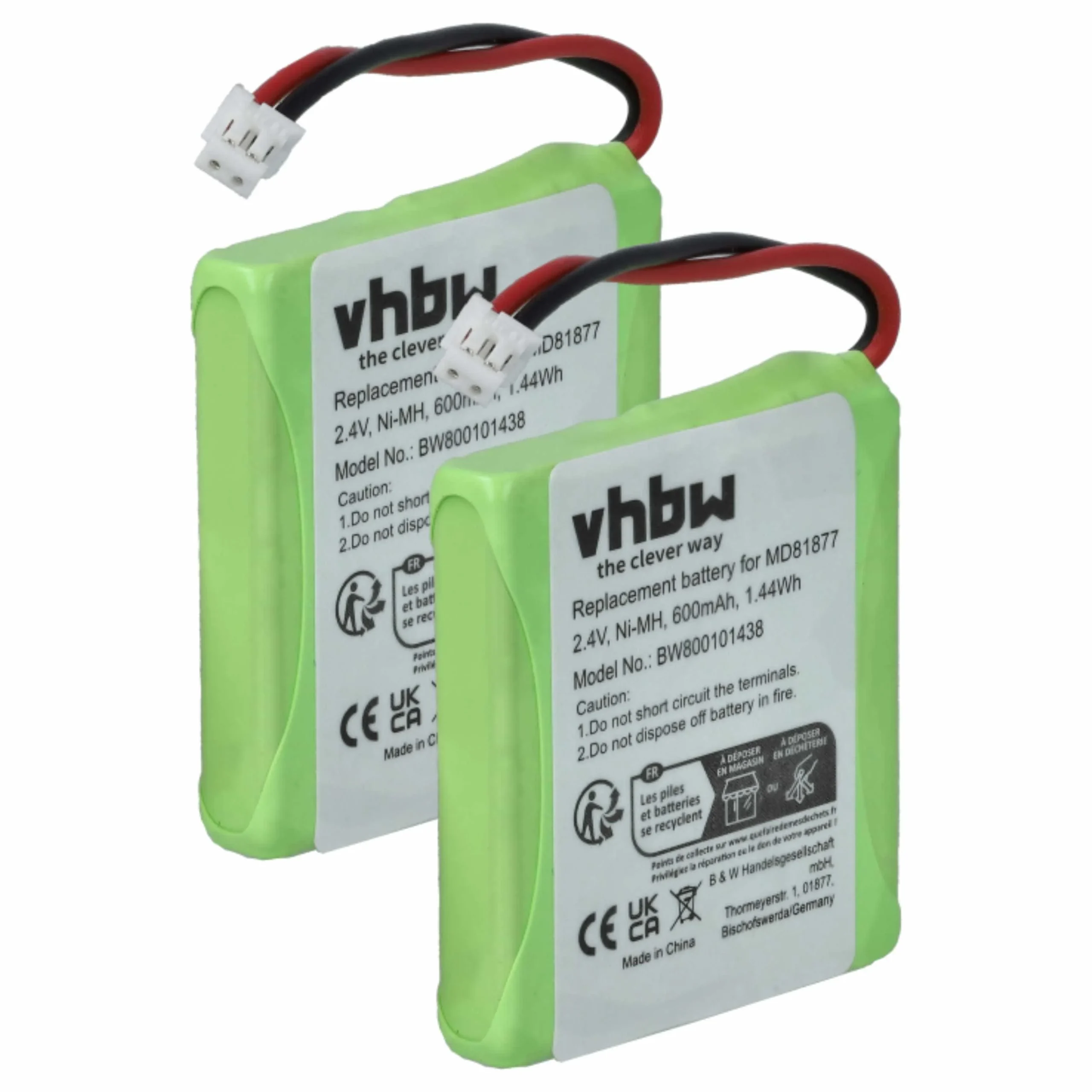 2x Batteries remplace GP0827, 5M702BMX, GP0748, GP0747, GP0735 pour téléphone Telstra - 600mAh 2,4V NiMH
