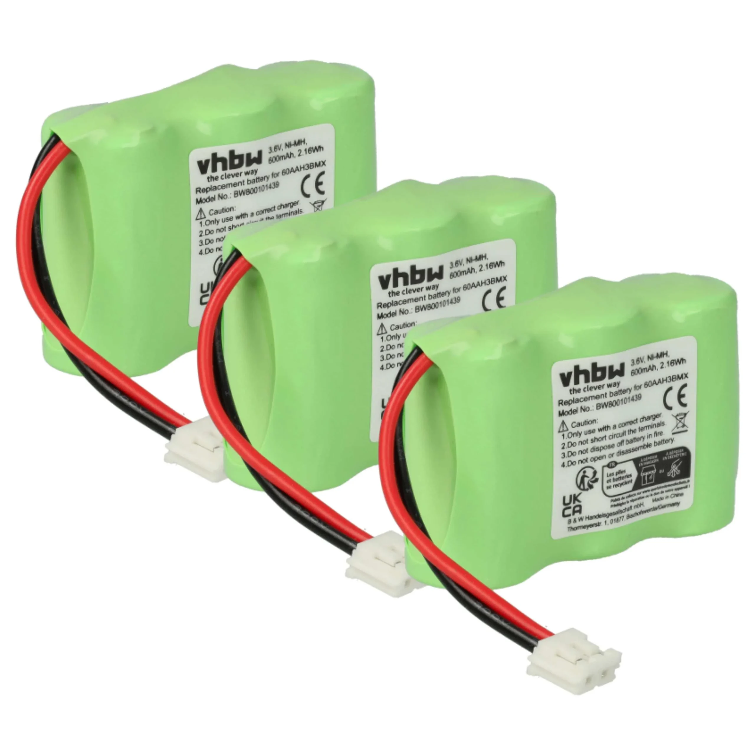 3x Batteries remplace C39453-Z5-C193, HSC22, 60AAH3BMX pour téléphone Telecom Italia - 600mAh 3,6V NiMH