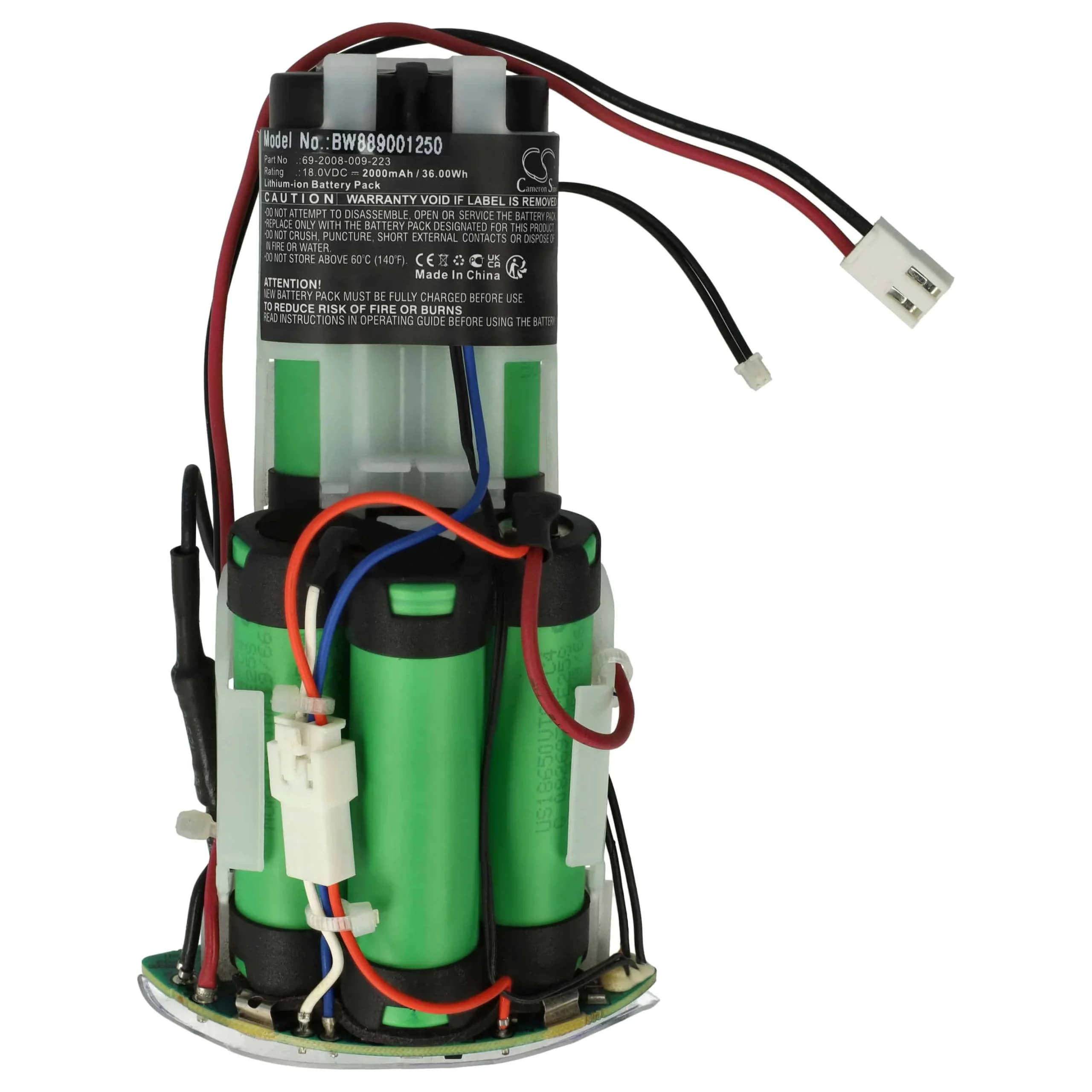 Batterie remplace Philips 300003446941, 69-2008-009-203 pour aspirateur Philips - 2000mAh 18V Li-ion