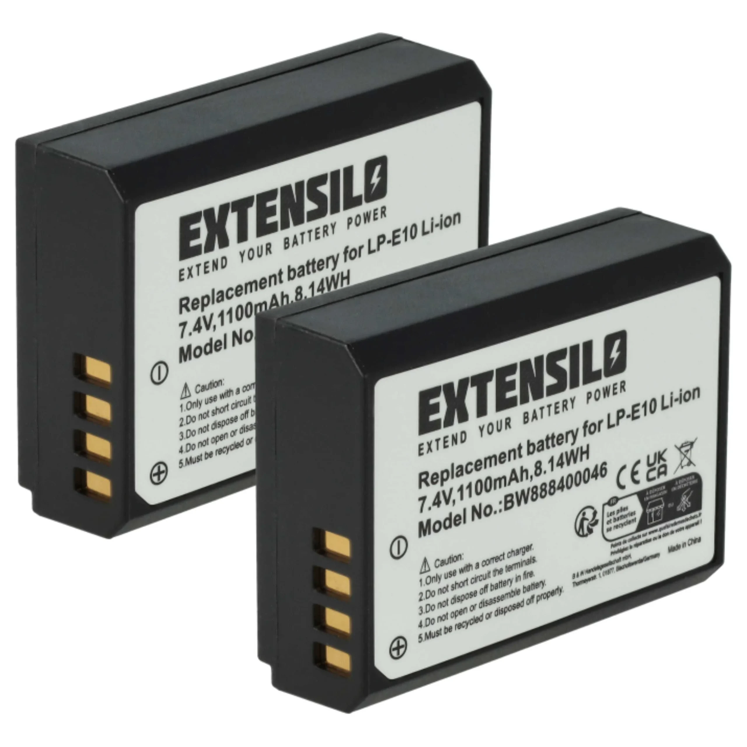 2x Batteries remplace Canon LP-E10 pour appareil photo Canon- 1100mAh 7,4V Li-ion