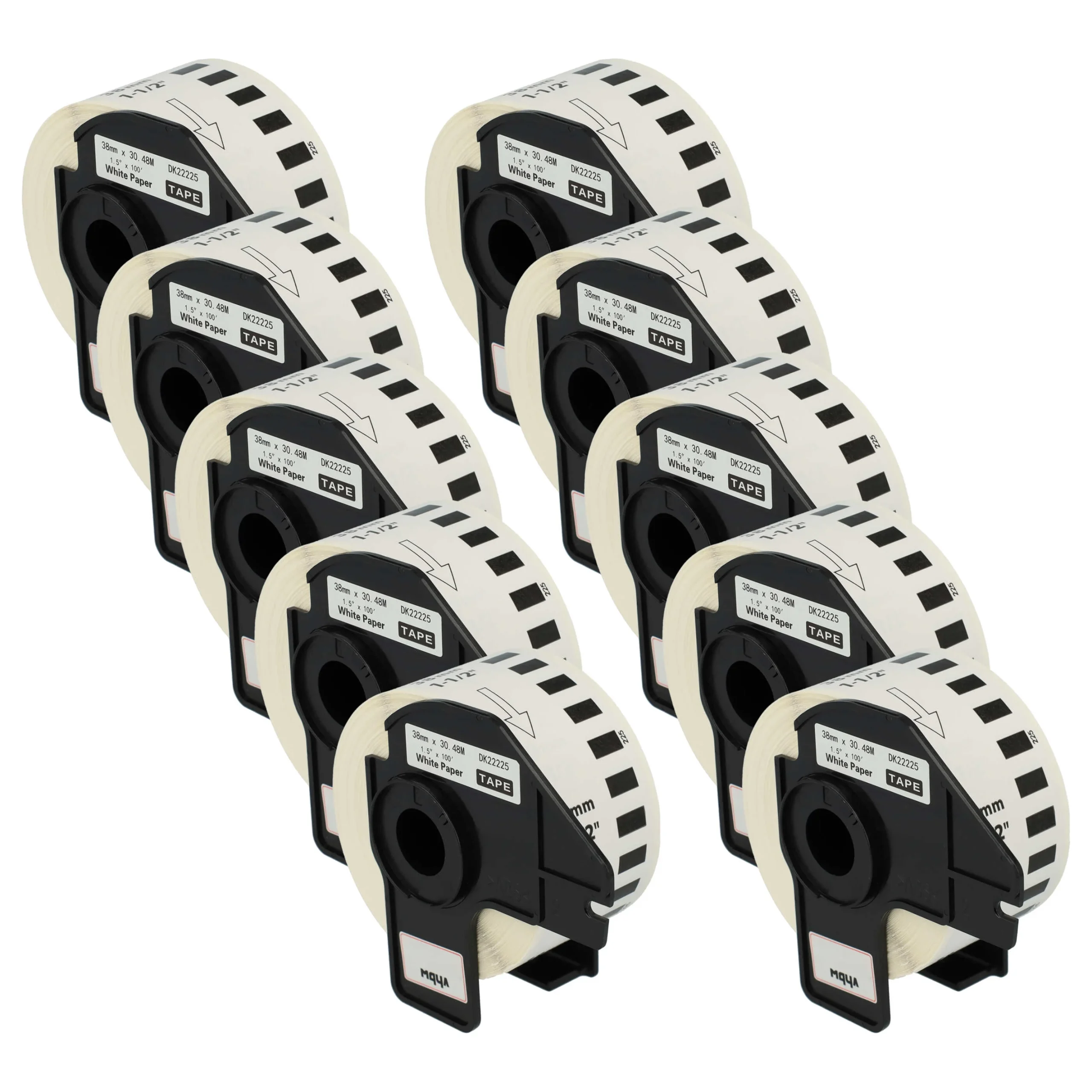 10x Étiquette remplacent Brother DK-22225 pour imprimante étiqueteuse - 38mm x 30,48m