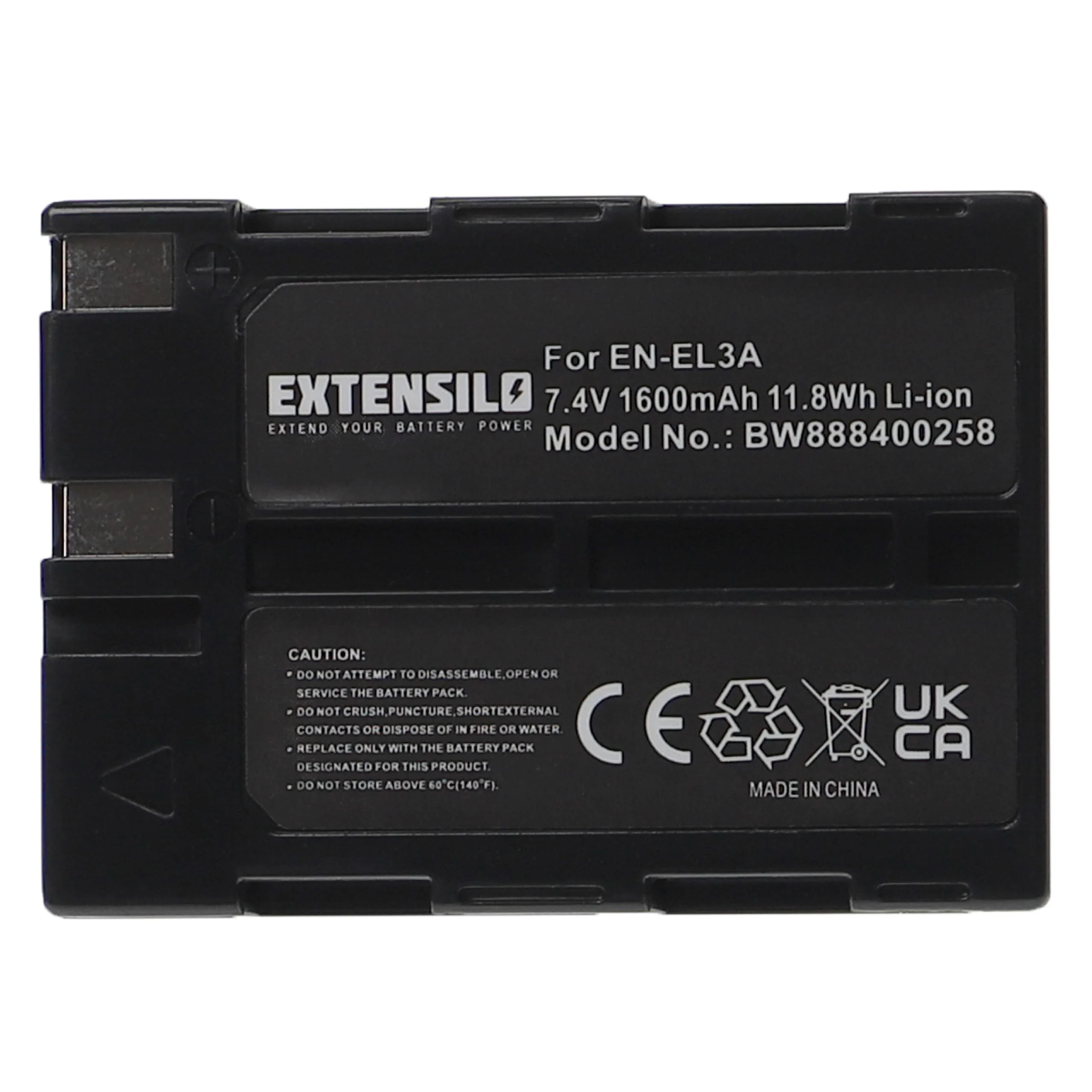Batterie remplace Nikon EN-EL3, EN-EL3a pour appareil photo Nikon- 1600mAh 7,4V Li-ion