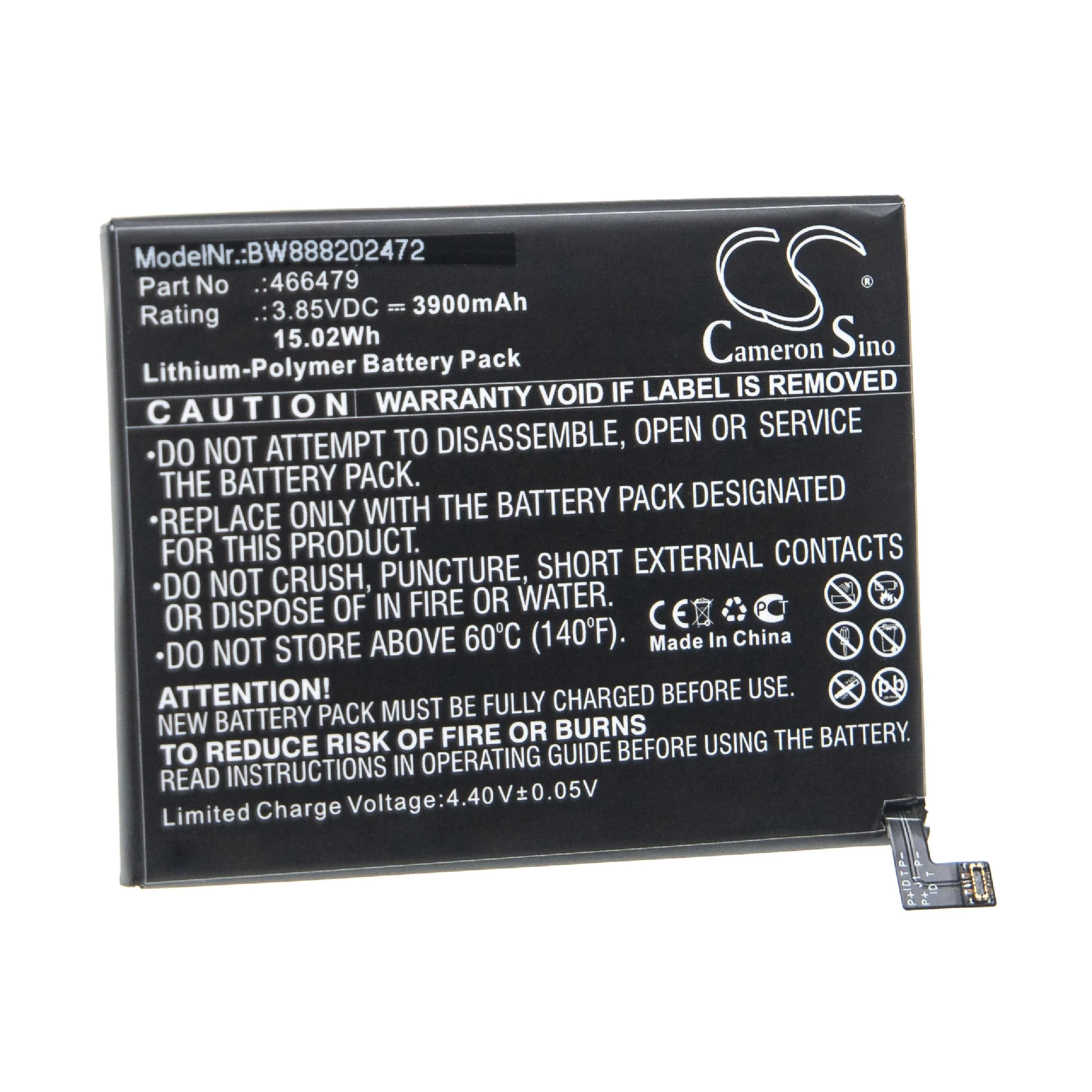 Batterie remplace Wiko 466479 téléphone portable Wiko - 3900mAh 3,85V Li-polymère