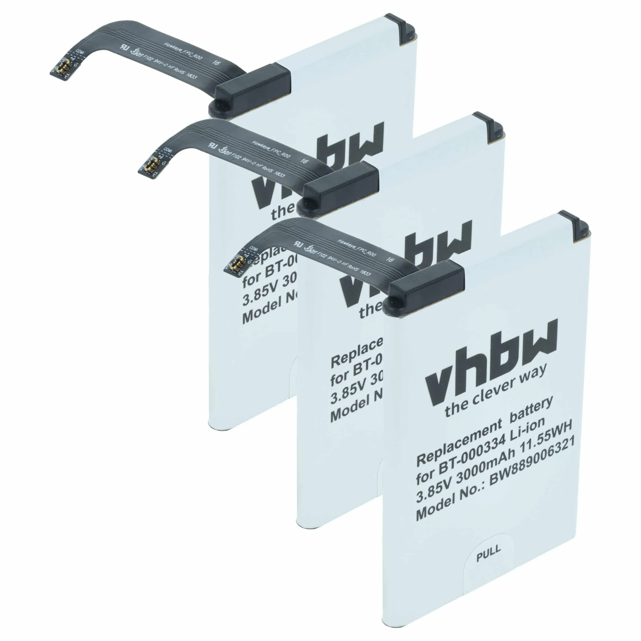 3x Batteries remplace Zebra 03MAY18, BT-000334, BT-000334-1 pour scanner de code-barre Zebra - 3000mAh 3,85V