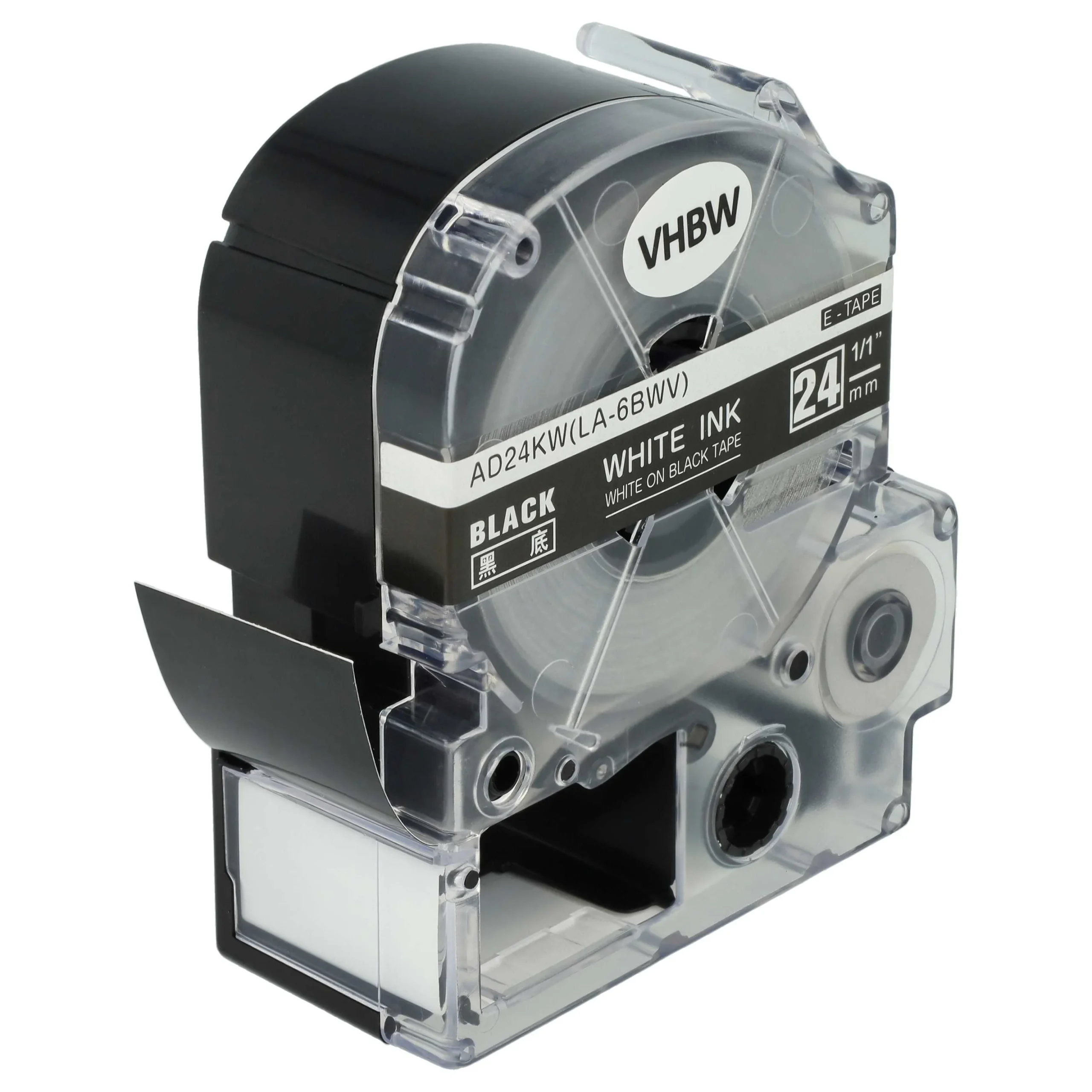 Cassette à ruban remplace Epson LC-6BWV - 24mm lettrage Blanc ruban Noir, plastique