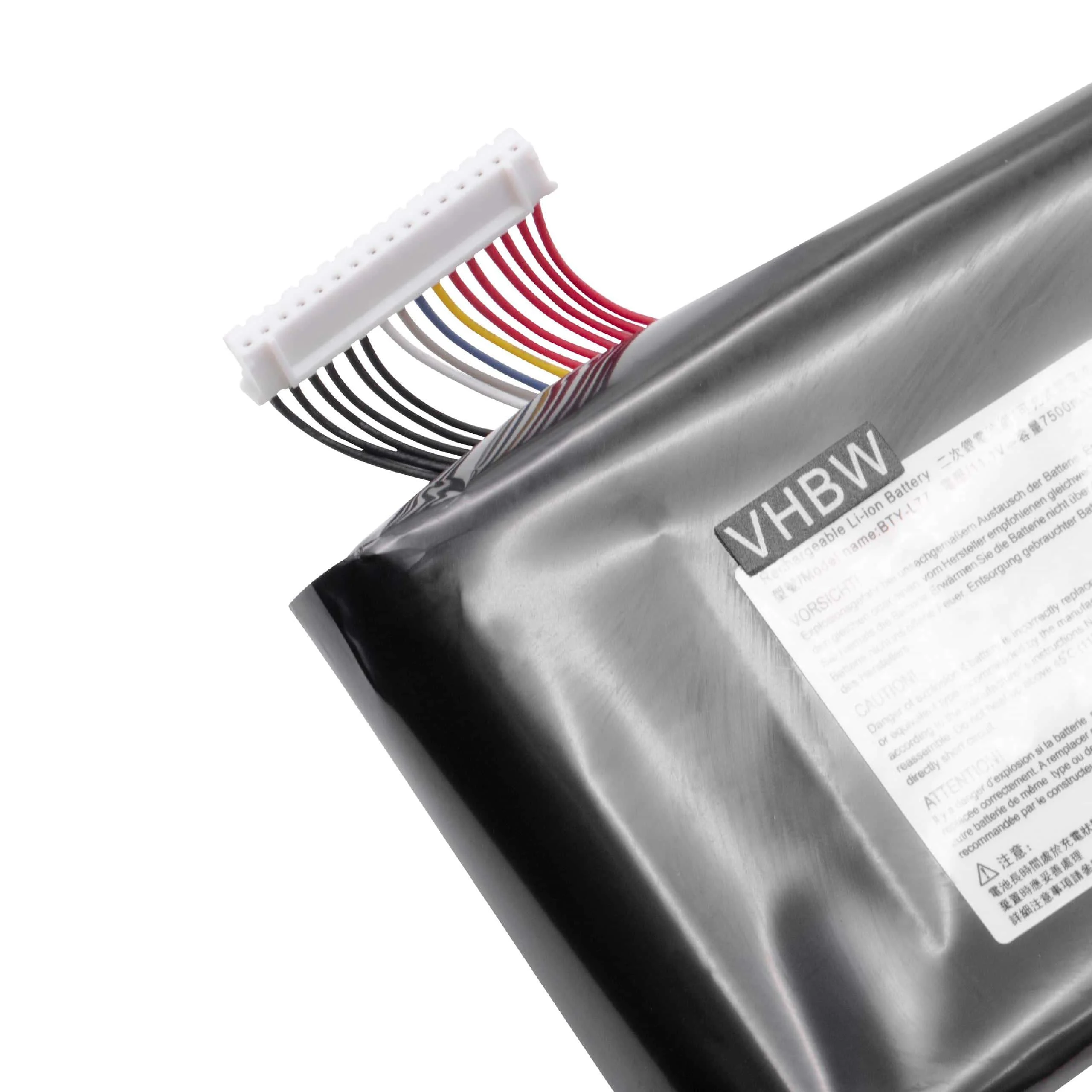 Batterie remplace MSI BTY-L77, MS-1784 pour ordinateur portable MSI- 7500mAh 11,1V Li-ion