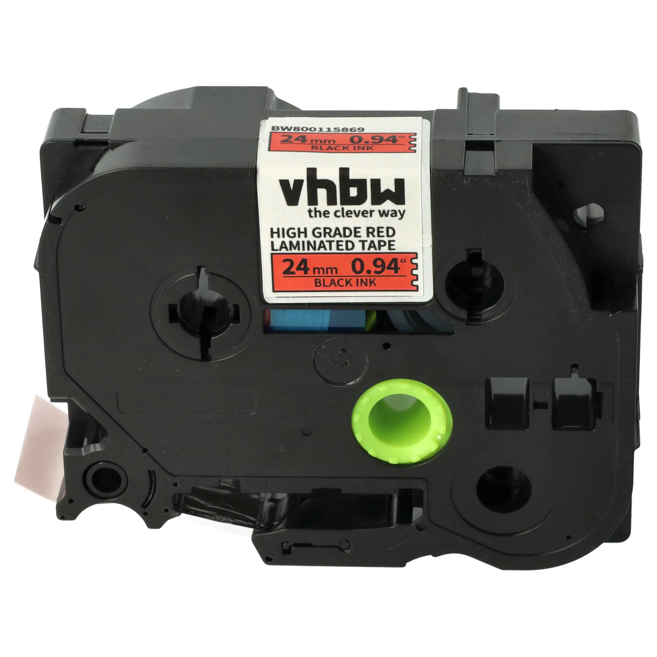 Cassette à ruban remplace Brother HGE-451 - 24mm lettrage Noir ruban Rouge, plastique