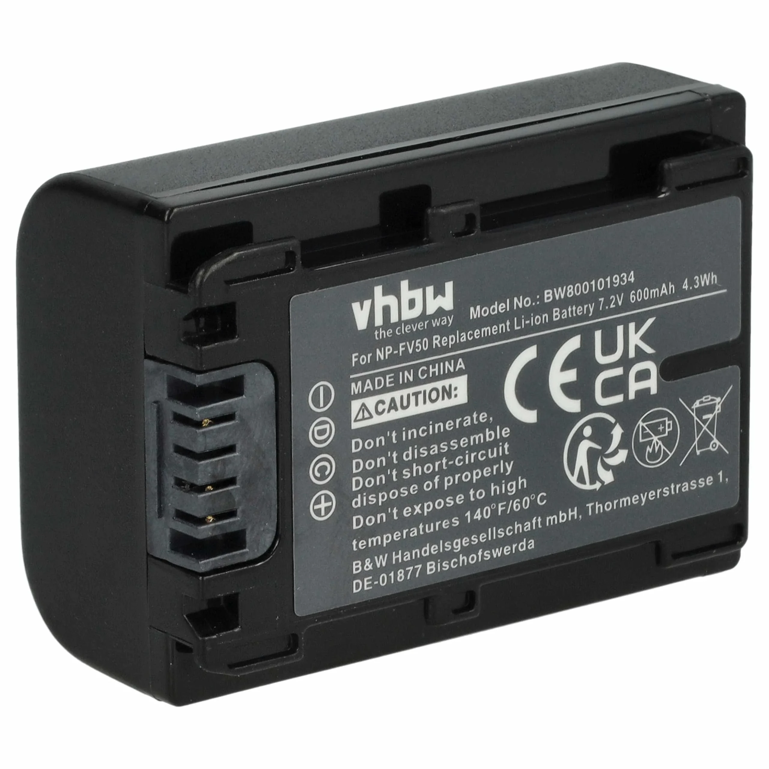 Batterie remplace Sony NP-FV40, NP-FV50, NP-FV30 pour caméscope Sony- 600mAh 7,2V Li-ion avec puce