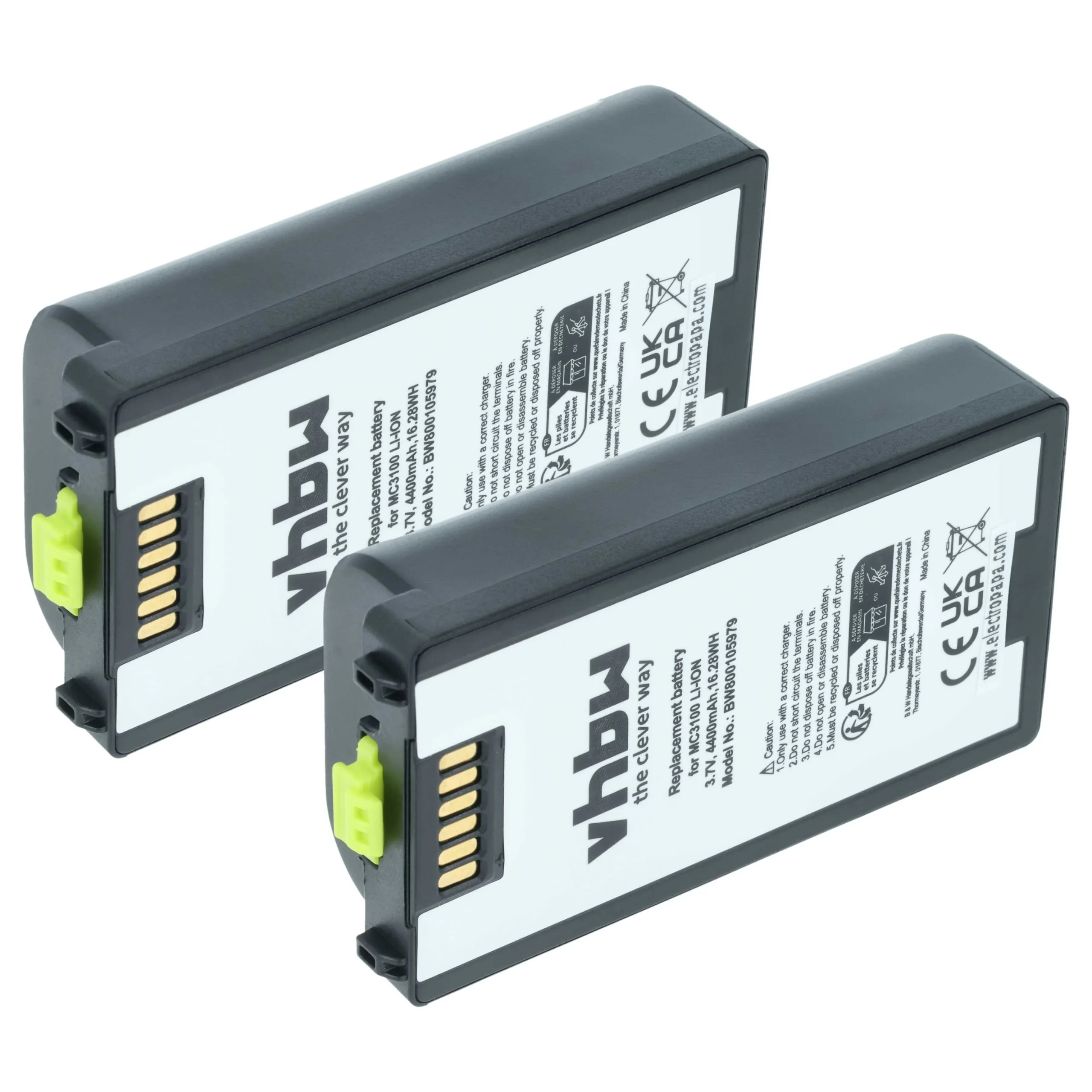 2x Batteries remplace Symbol 82-127909-02, BTRY-MC31KAB02 pour scanner de code-barre Symbol - 4400mAh 3,7V