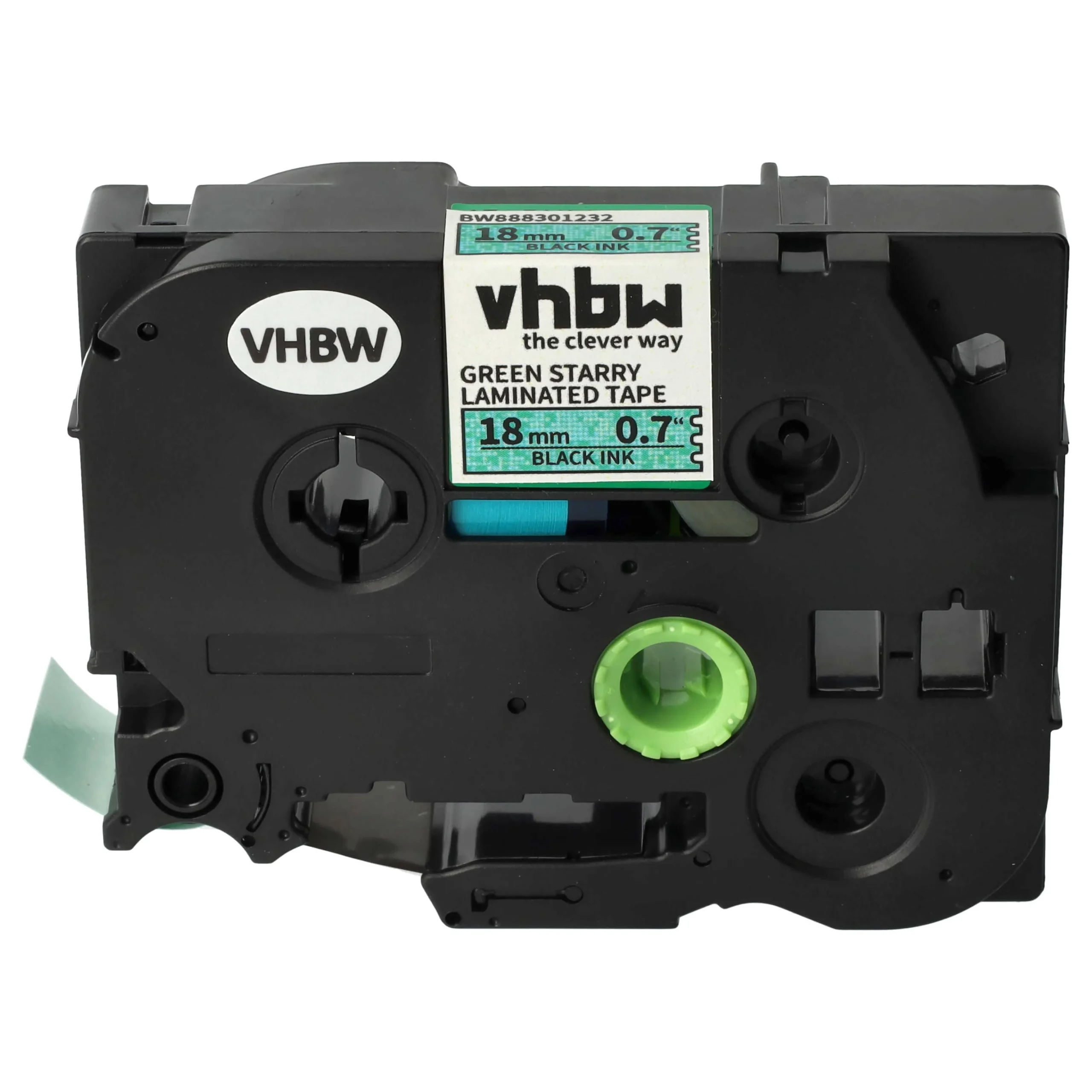 Cassette à ruban remplace Brother TZE-741L1 - 18mm lettrage Noir ruban Vert paillettes, plastique
