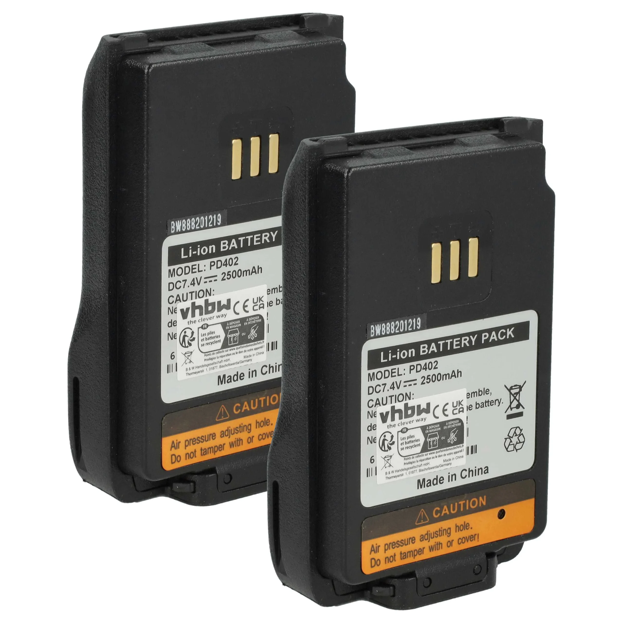 2x Batteries remplace Hytera BL1502, BL2010, BL1504 pour radio talkie-walkie Hytera- 2500mAh 7,2V Li-ion