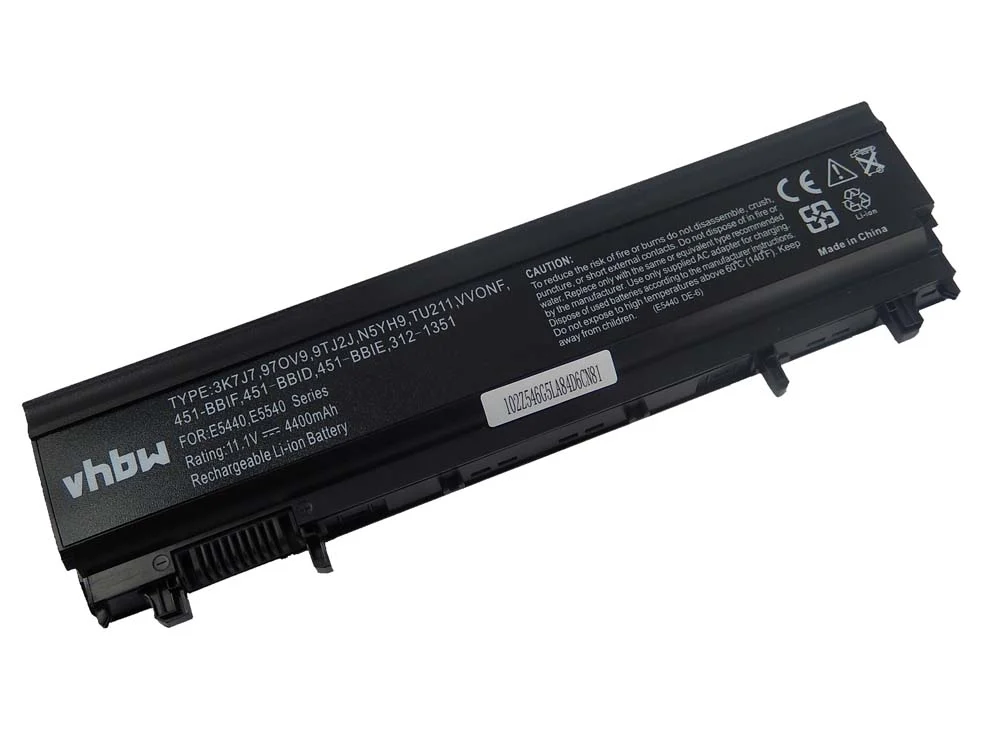 Batterie remplace Dell 0FT69, 045HHN, 0K8HC, 0FT6D9 pour ordinateur portable Dell- 4400mAh 11,1V Li-ion, noir