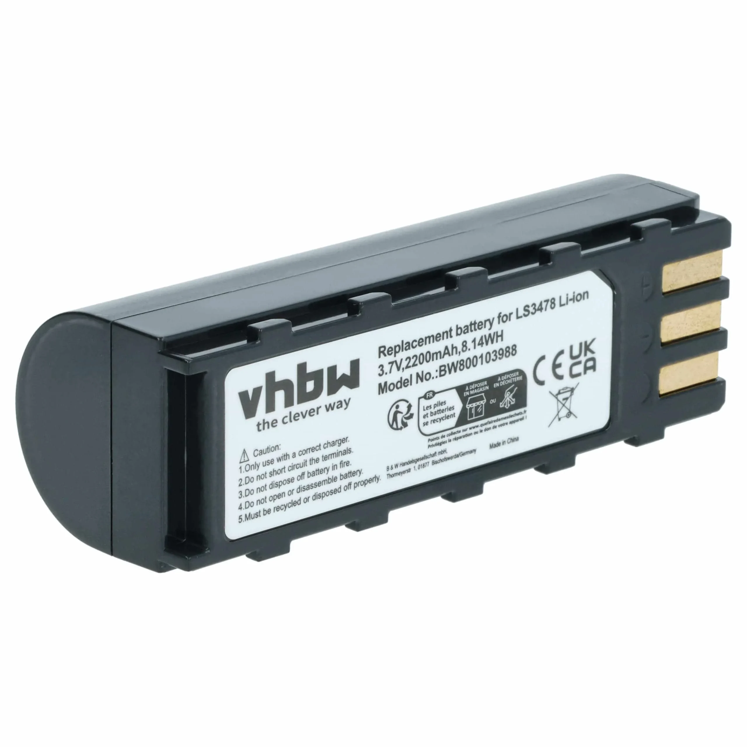Batterie remplace Leuze 50120448 pour scanner de code-barre Symbol - 2200mAh 3,7V