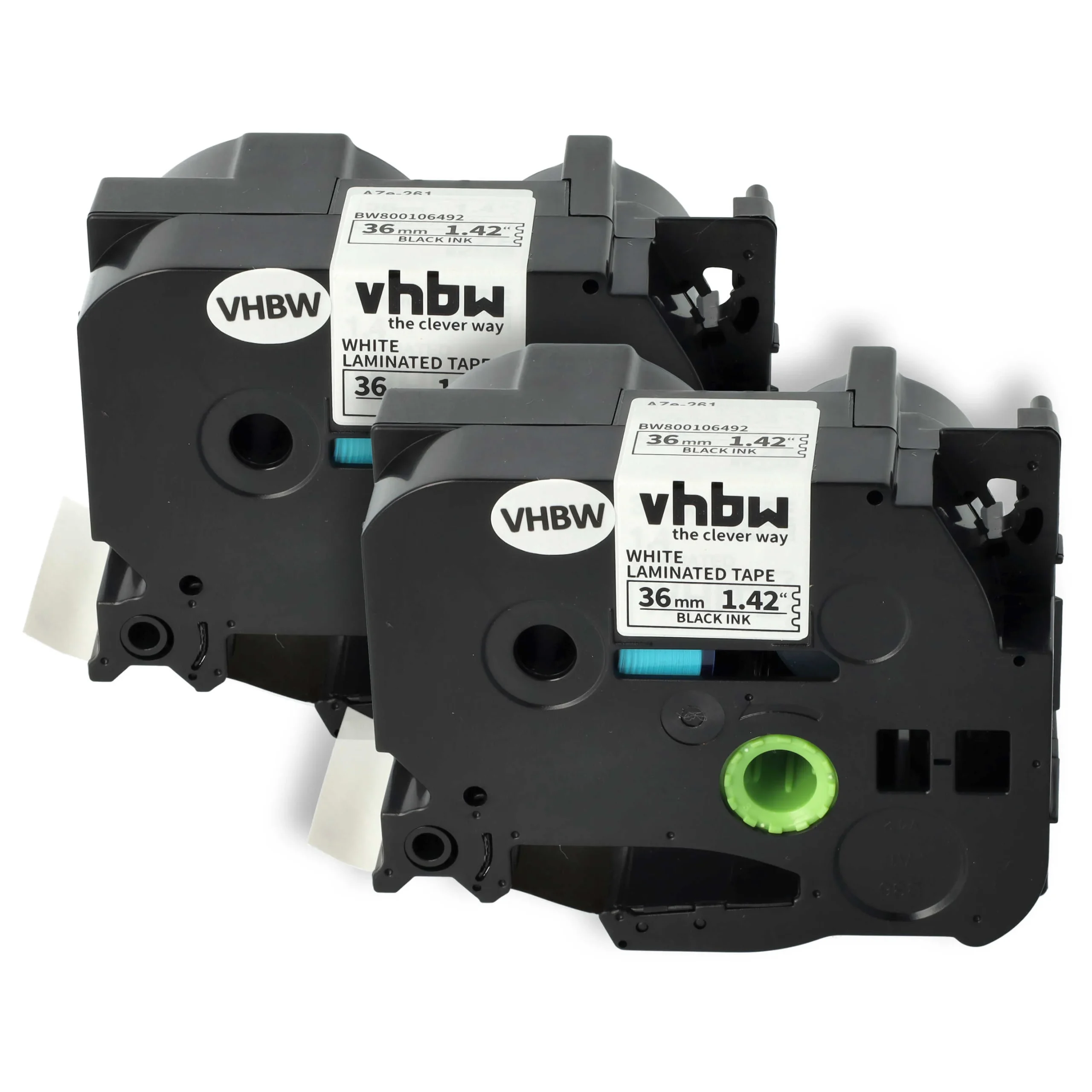 2x Cassettes à ruban remplacent Brother TZ-261, TZE-261 - 36mm lettrage Noir ruban Blanc, plastique
