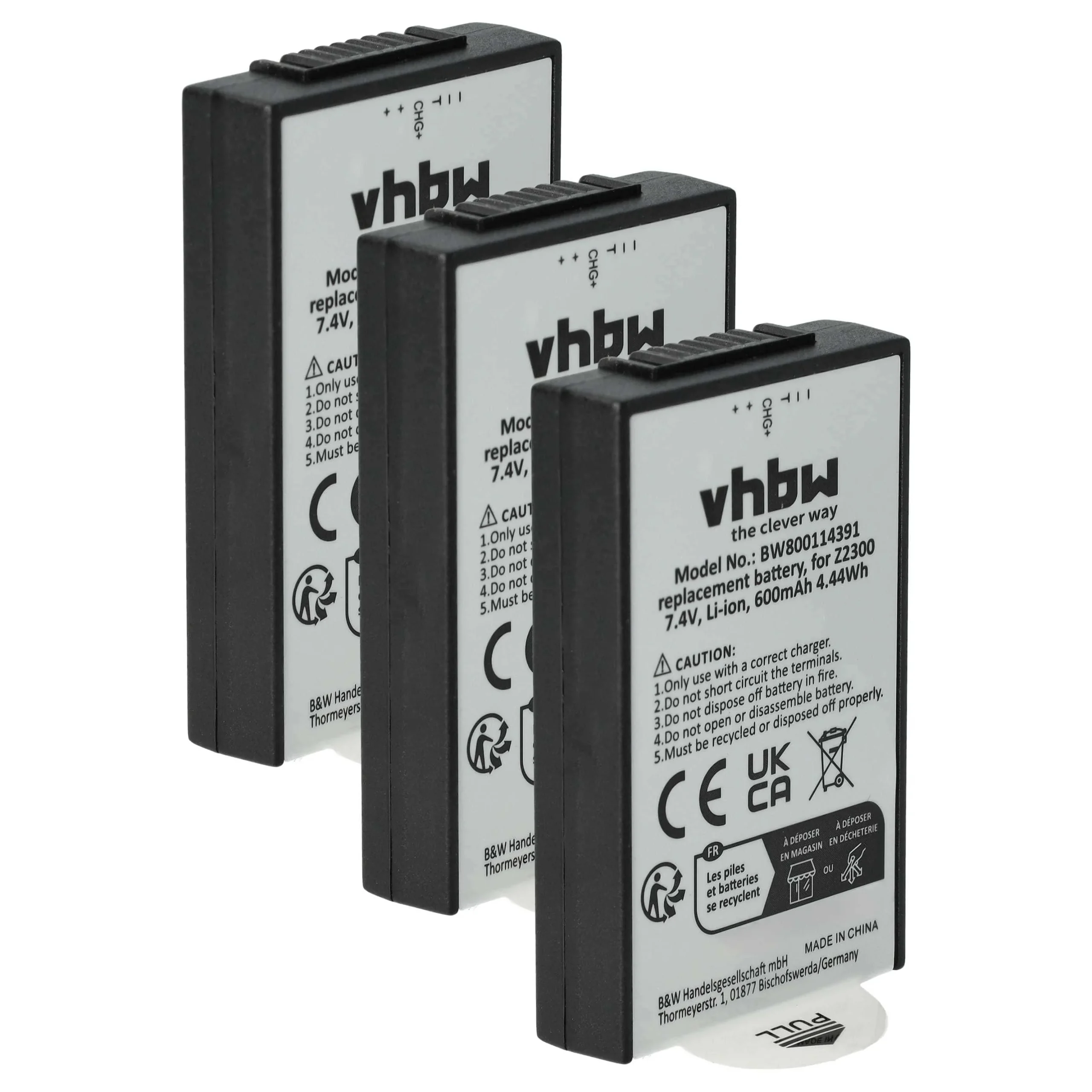 3x Batteries pour appareil photo Polaroid Z2300, Z230E- 600mAh 7,4V Li-ion