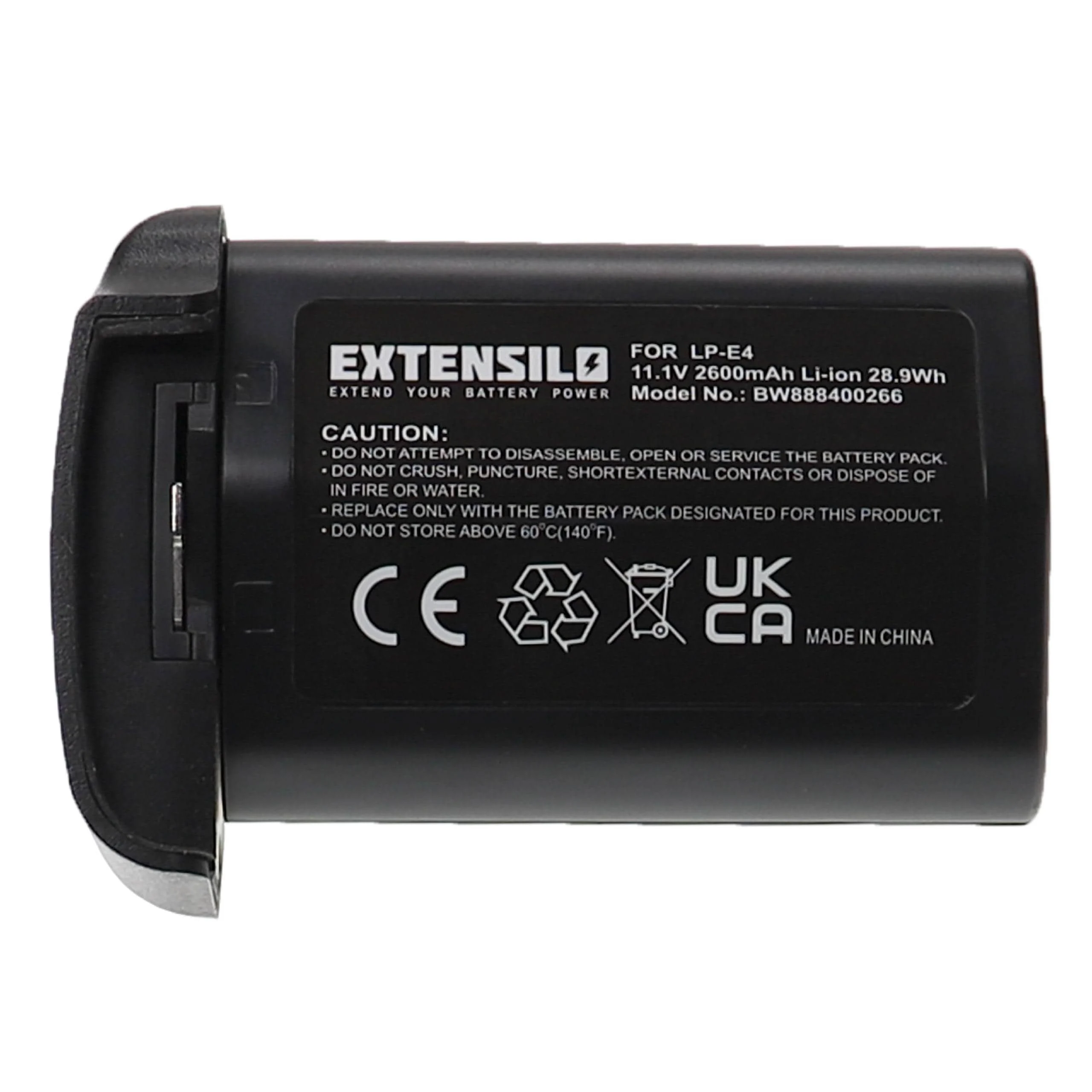 Batterie remplace Canon LP-E4N, LP-E4 pour appareil photo Canon- 2600mAh 11,1V Li-ion