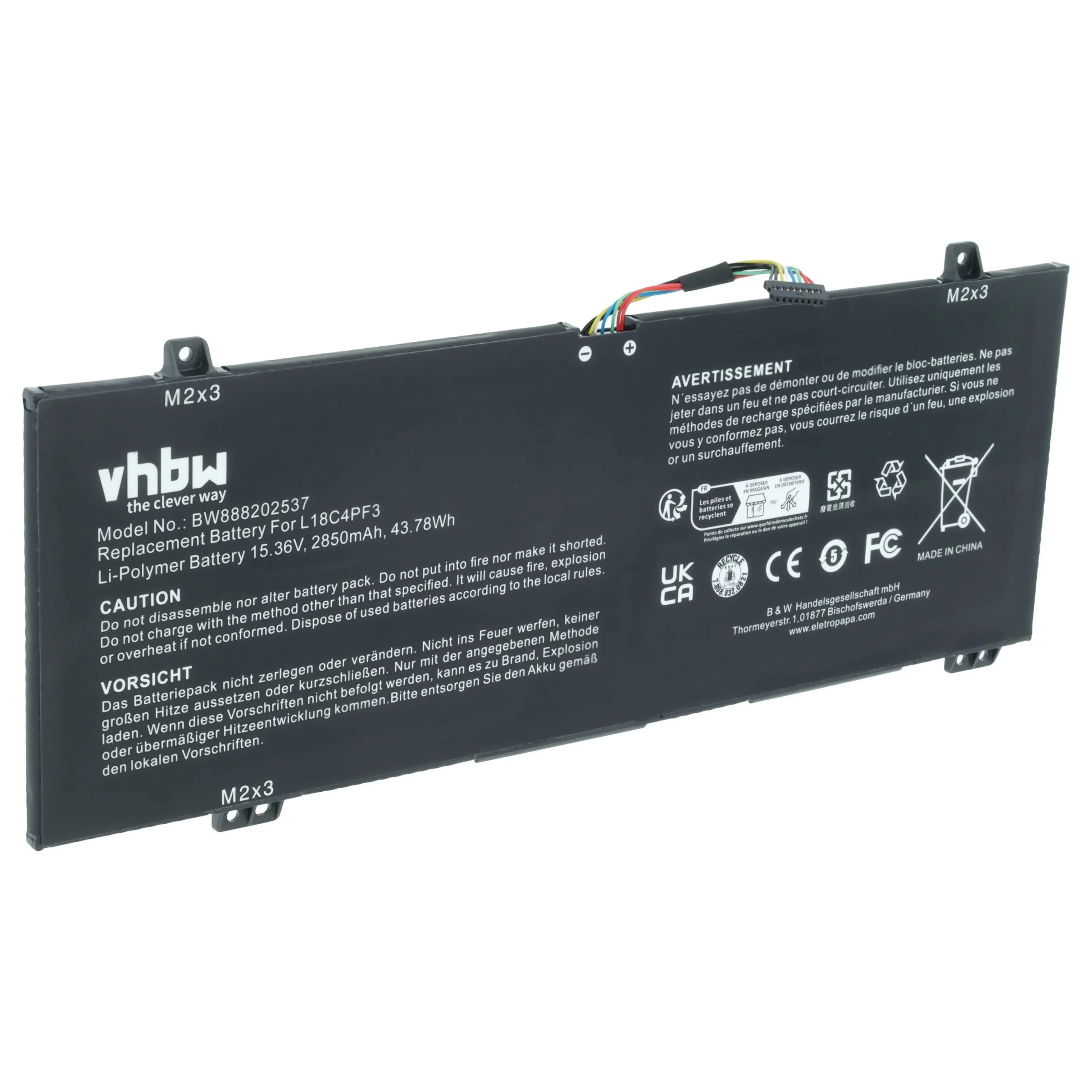 Batterie remplace Lenovo 5B10T09079, 5B10T09081 pour ordinateur portable Lenovo- 2850mAh 15,36V Li-polymère