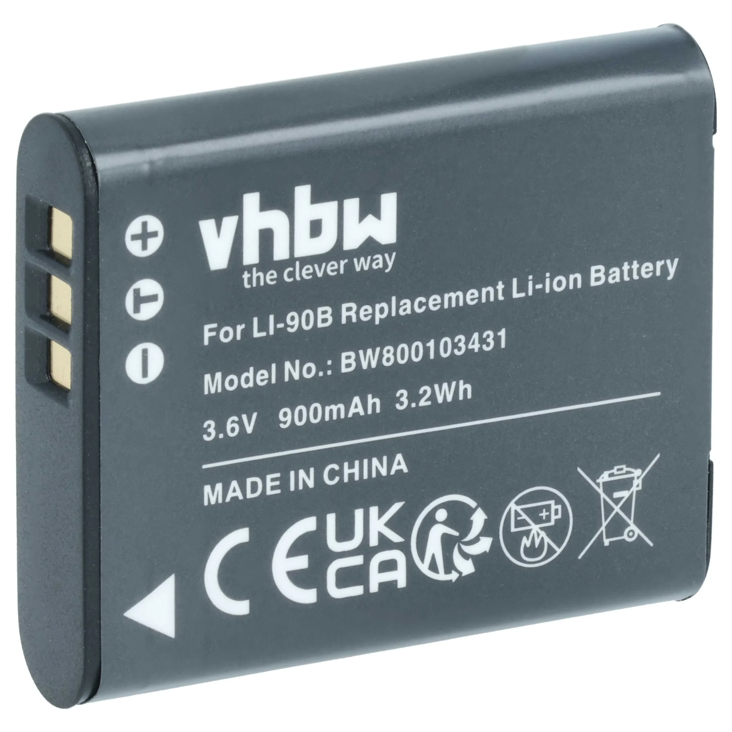 Batterie remplace Olympus Li-90B, Li-92B pour appareil photo OM System- 900mAh 3,6V Li-ion