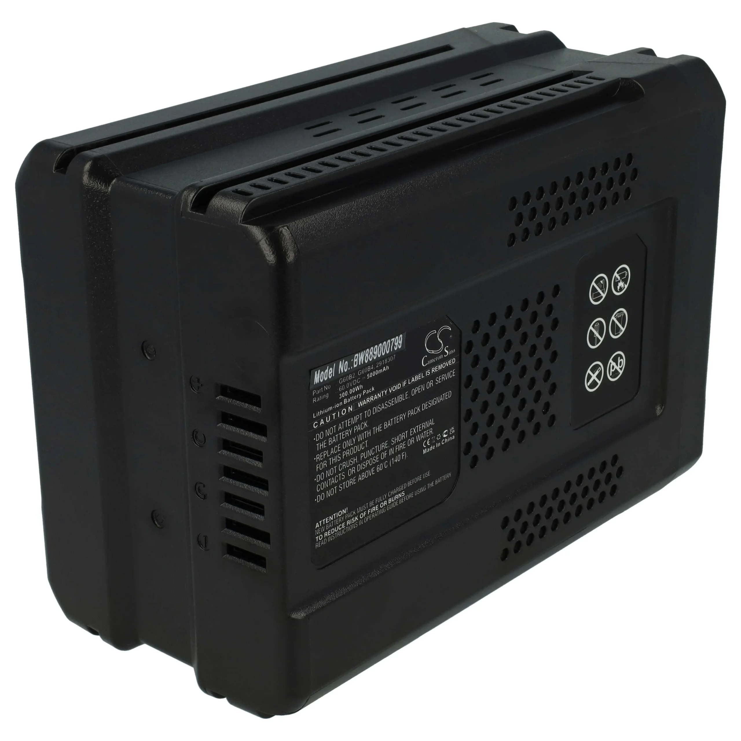 Batterie remplace Greenworks G60B2, 2918307, G60B4 pour outil de jardinage - 5Ah 60V Li-ion