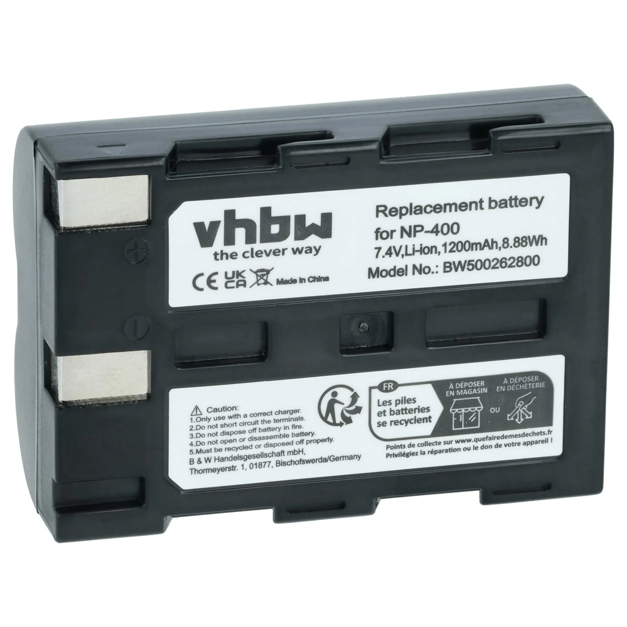 Batterie remplace Konica Minolta NP-400 pour appareil photo Sigma- 1200mAh 7,2V Li-ion
