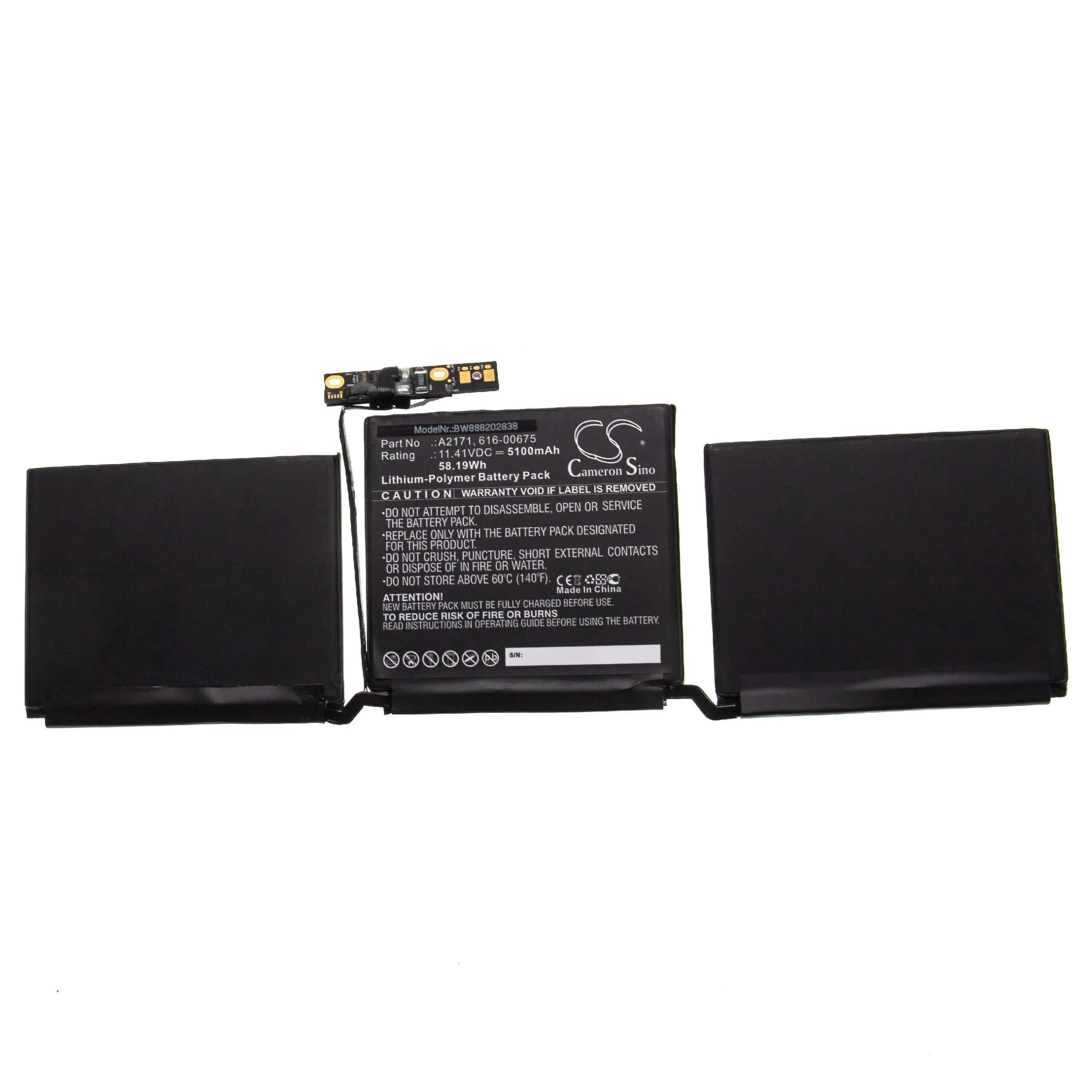 Batterie remplace Apple 616-00675, A2171 pour ordinateur portable Apple- 5100mAh 11,41V Li-polymère