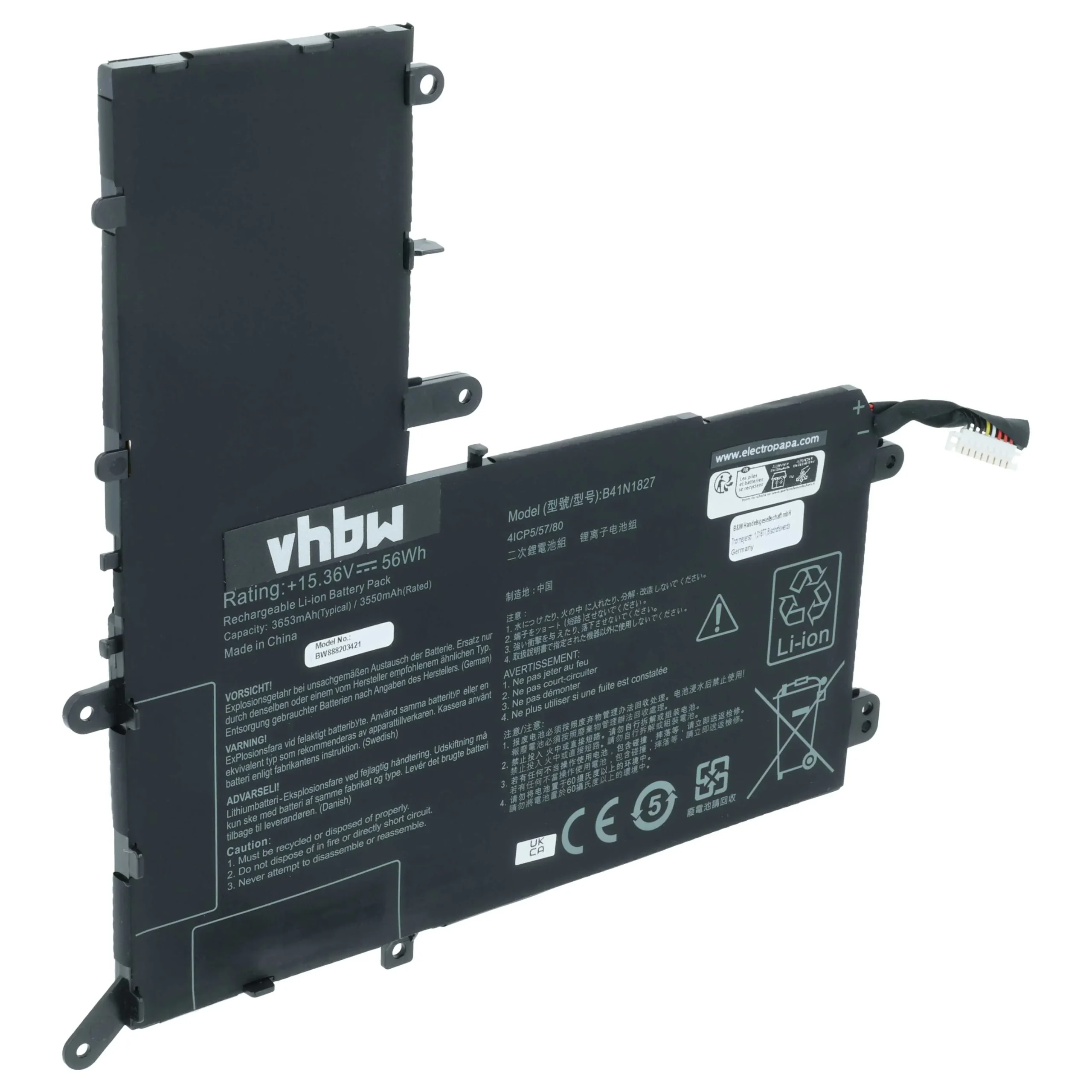 Batterie remplace Asus B41N1827, 0B200-03070200 pour ordinateur portable Asus- 3500mAh 15,36V Li-polymère