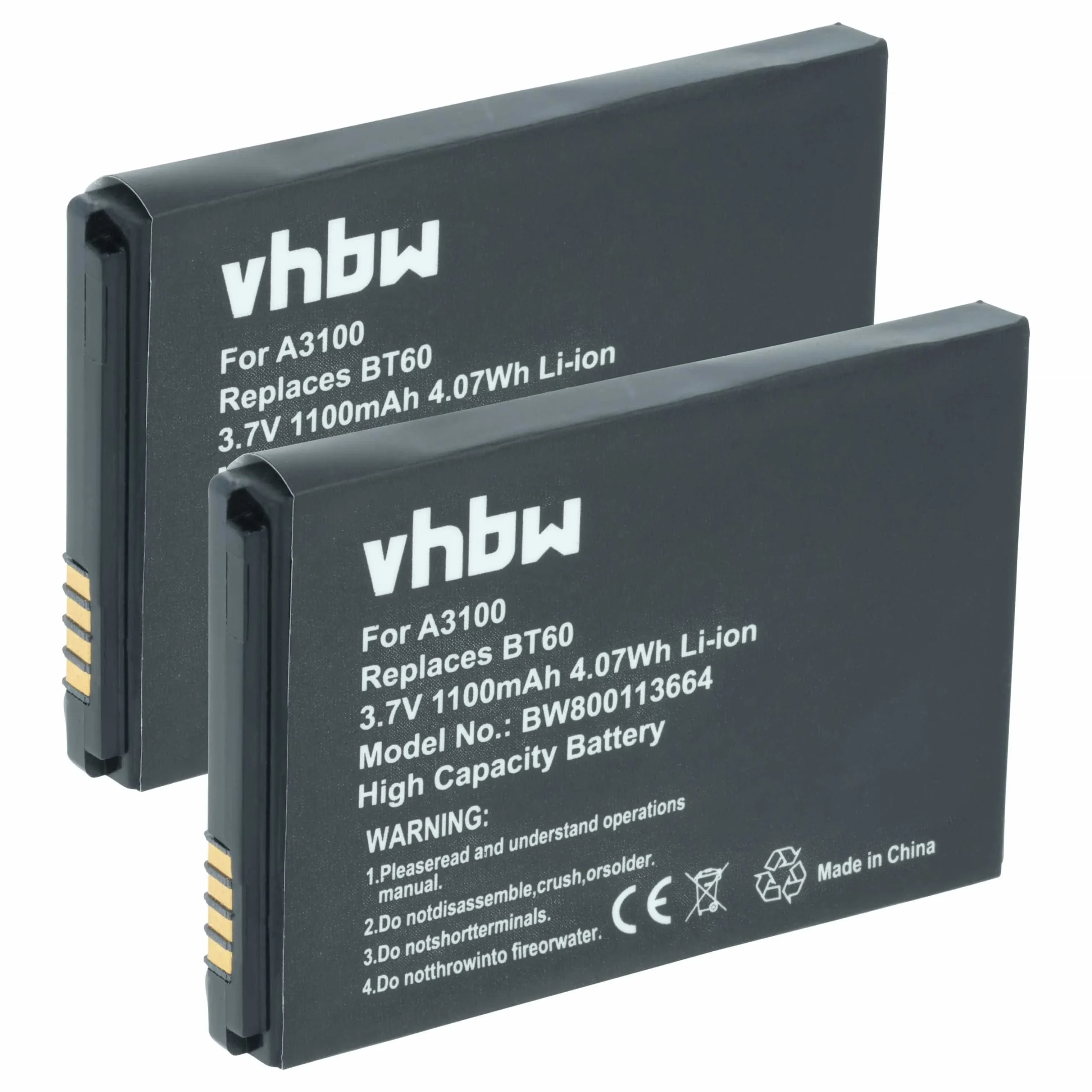 Batterie (2 pcs.) remplace Motorola BT110, BT60, BT90 téléphone portable Motorola - 1100mAh 3,7V Li-ion
