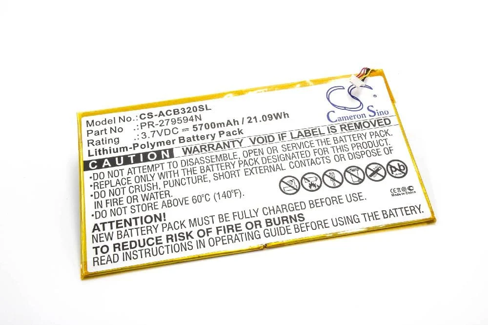 Batterie remplace Acer PR-279594N(1ICP3/95/94-2), PR-279594N tablette - 5700mAh 3,7V Li-polymère