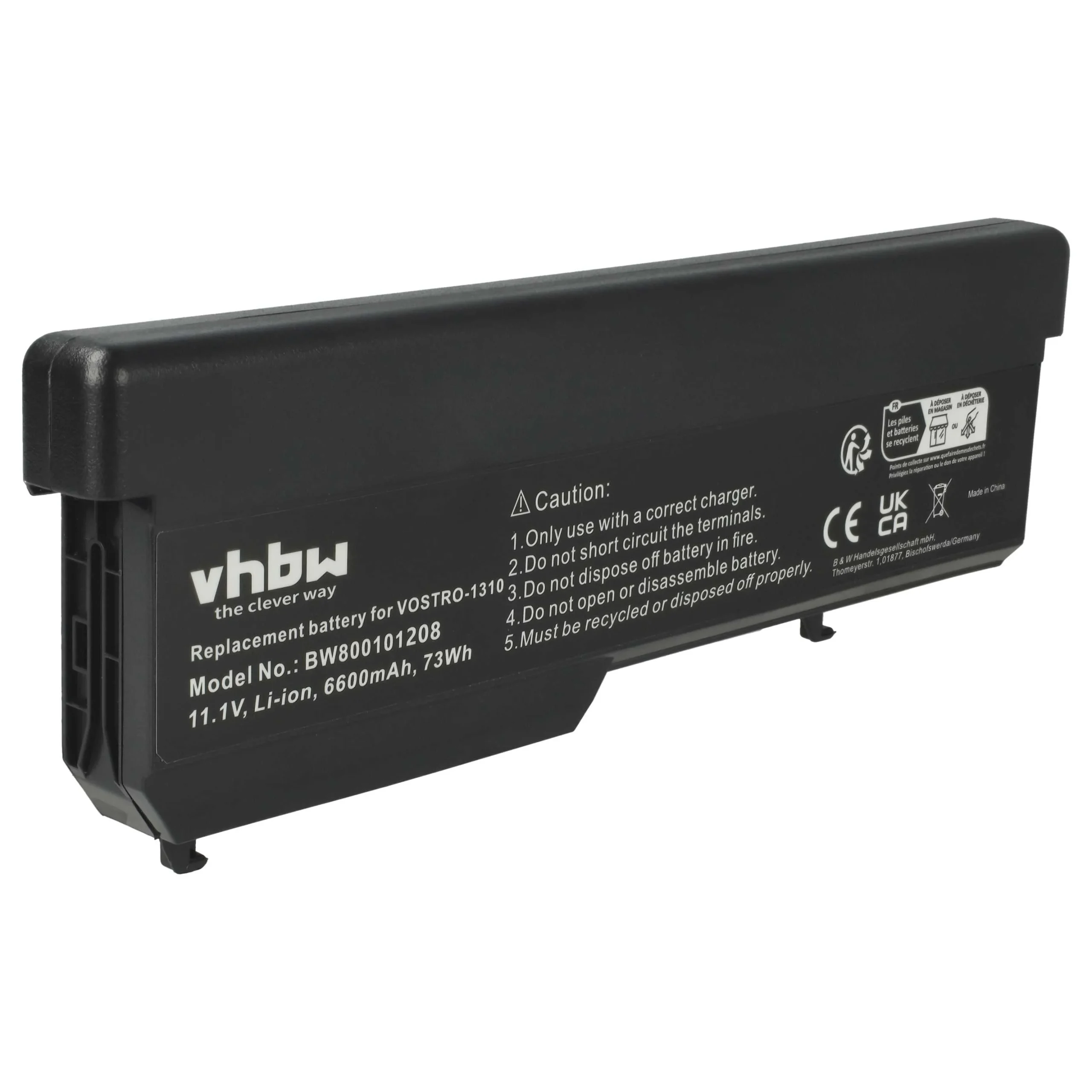 Batterie remplace Dell 0K738H, 0N950C, 0N956C pour ordinateur portable Dell- 6600mAh 11,1V Li-ion, noir