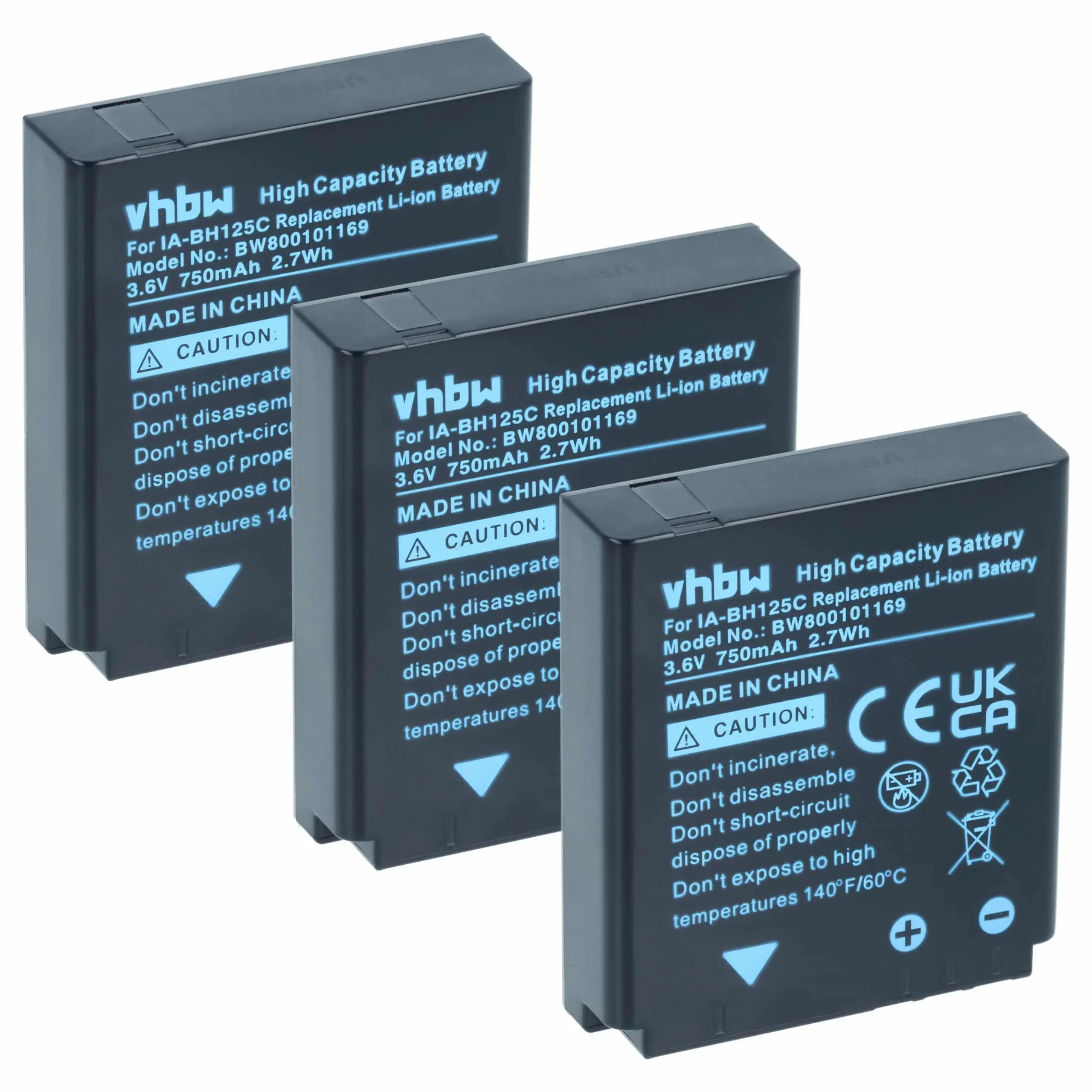 3x Batteries remplace Pentax D-Li106 pour appareil photo Pentax- 750mAh 3,6V Li-ion