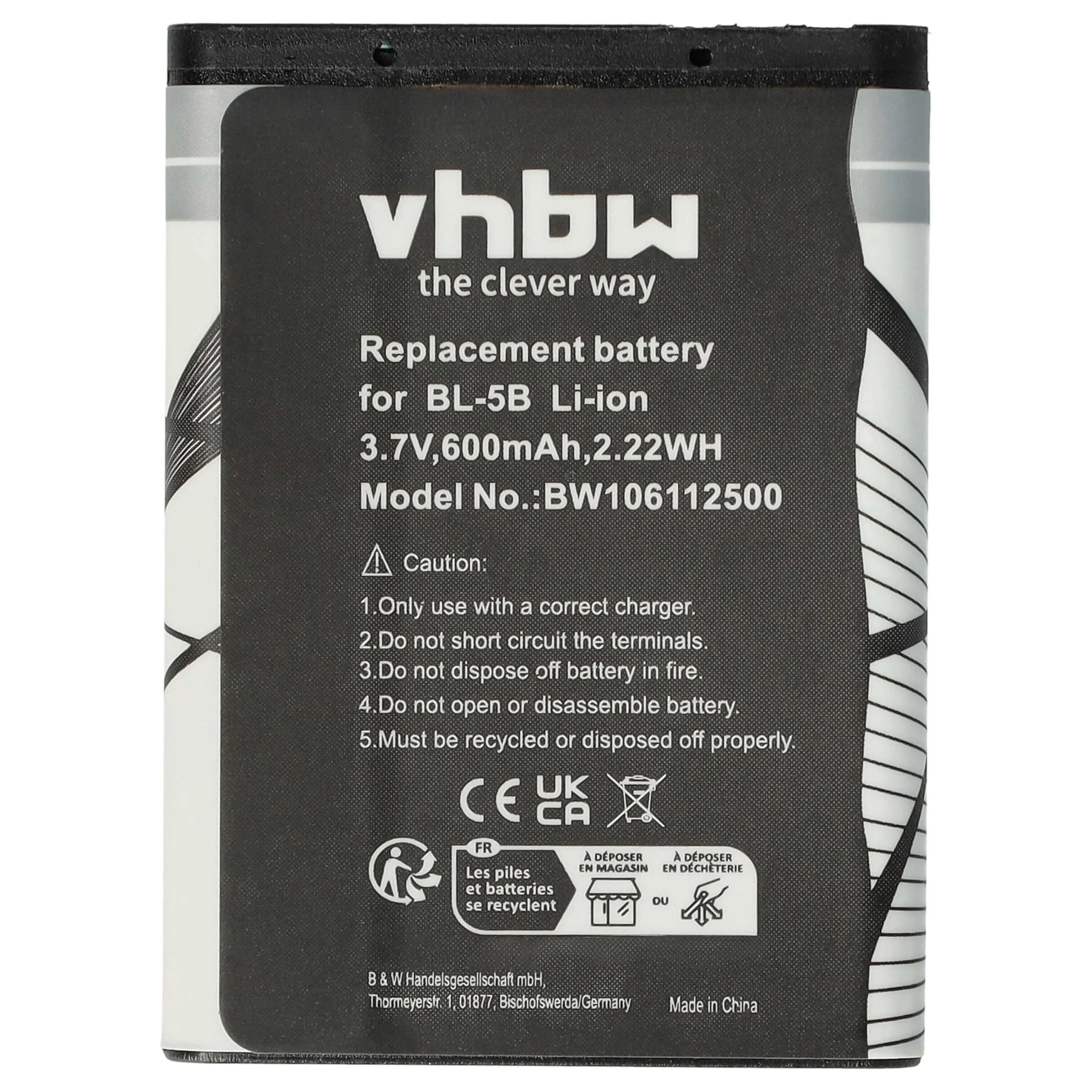 Batterie remplace Blu N5B80T téléphone portable Vodafone - 600mAh 3,7V Li-ion