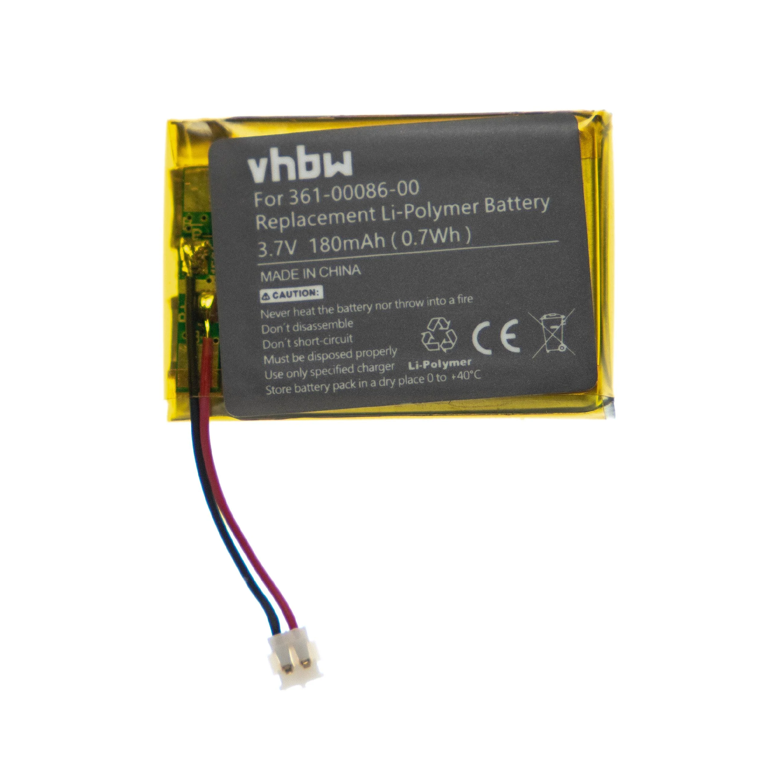 Batterie remplace Garmin 361-00086-00, 361-00072-10, 361-00072-00 montre connectée - 180mAh 3,7V Li-polymère