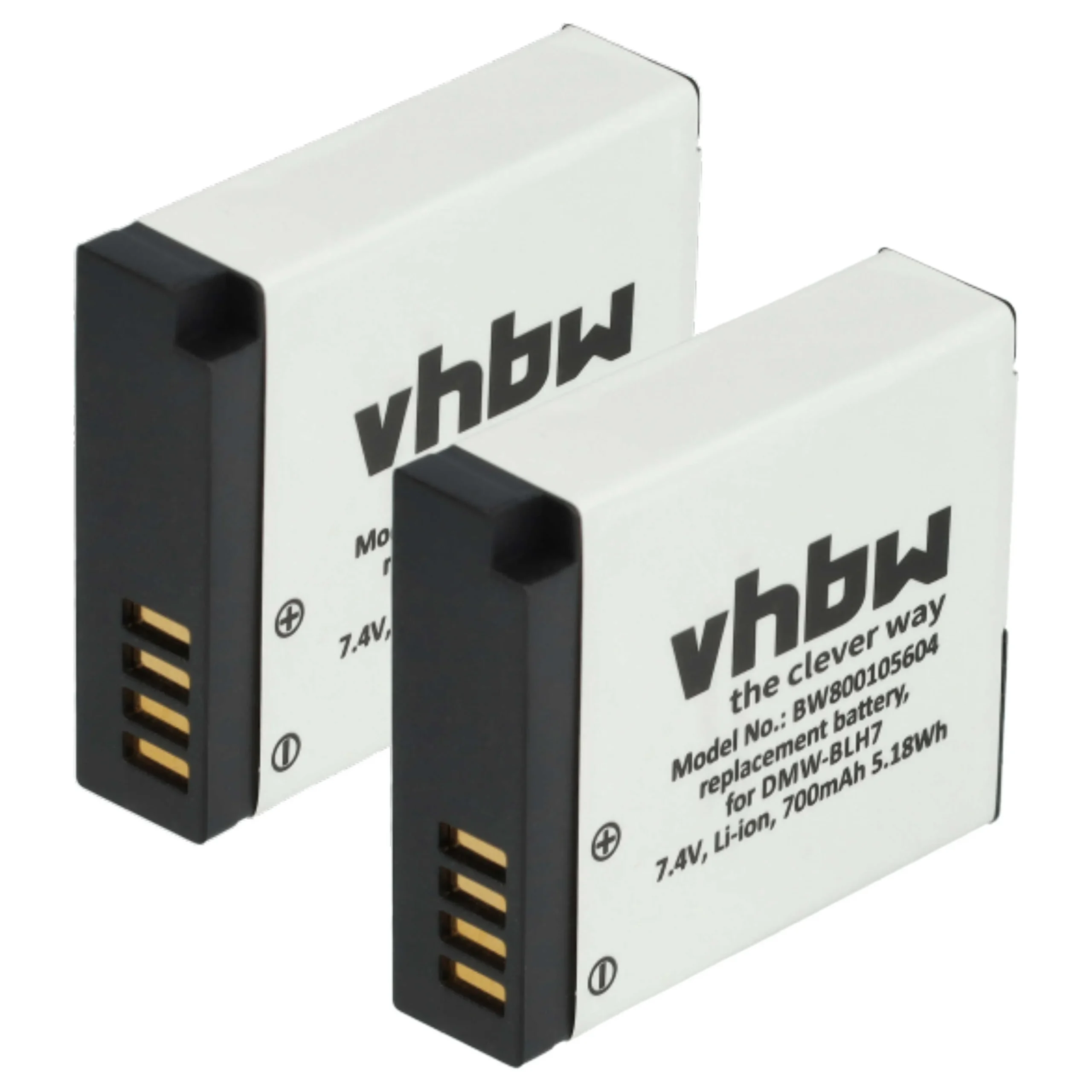 2x Batteries remplace Panasonic DMW-BLH7E, DMW-BLH7 pour appareil photo Panasonic- 600mAh 7,2V Li-ion