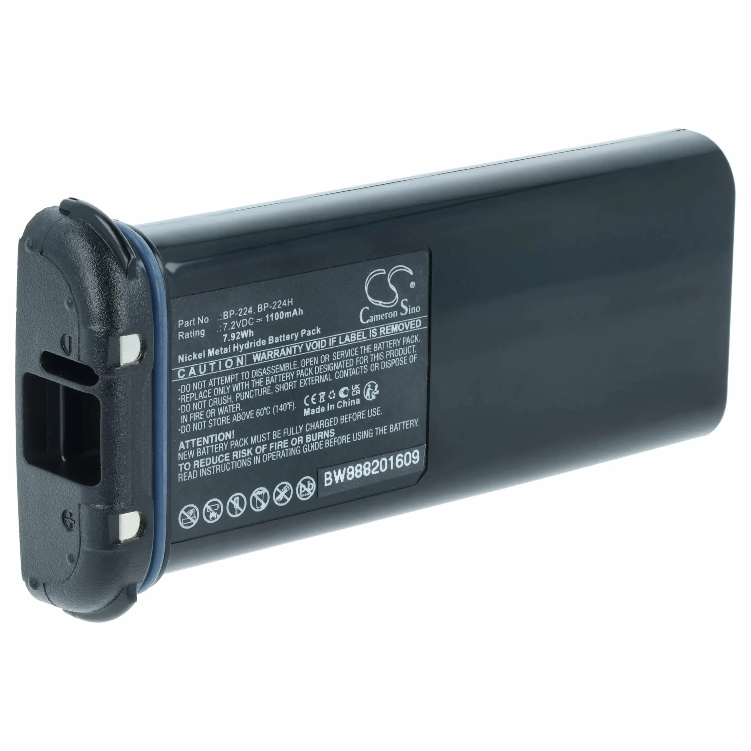 Batterie remplace Icom BP-224, BP-224H pour radio talkie-walkie Icom- 1100mAh 7,2V NiMH