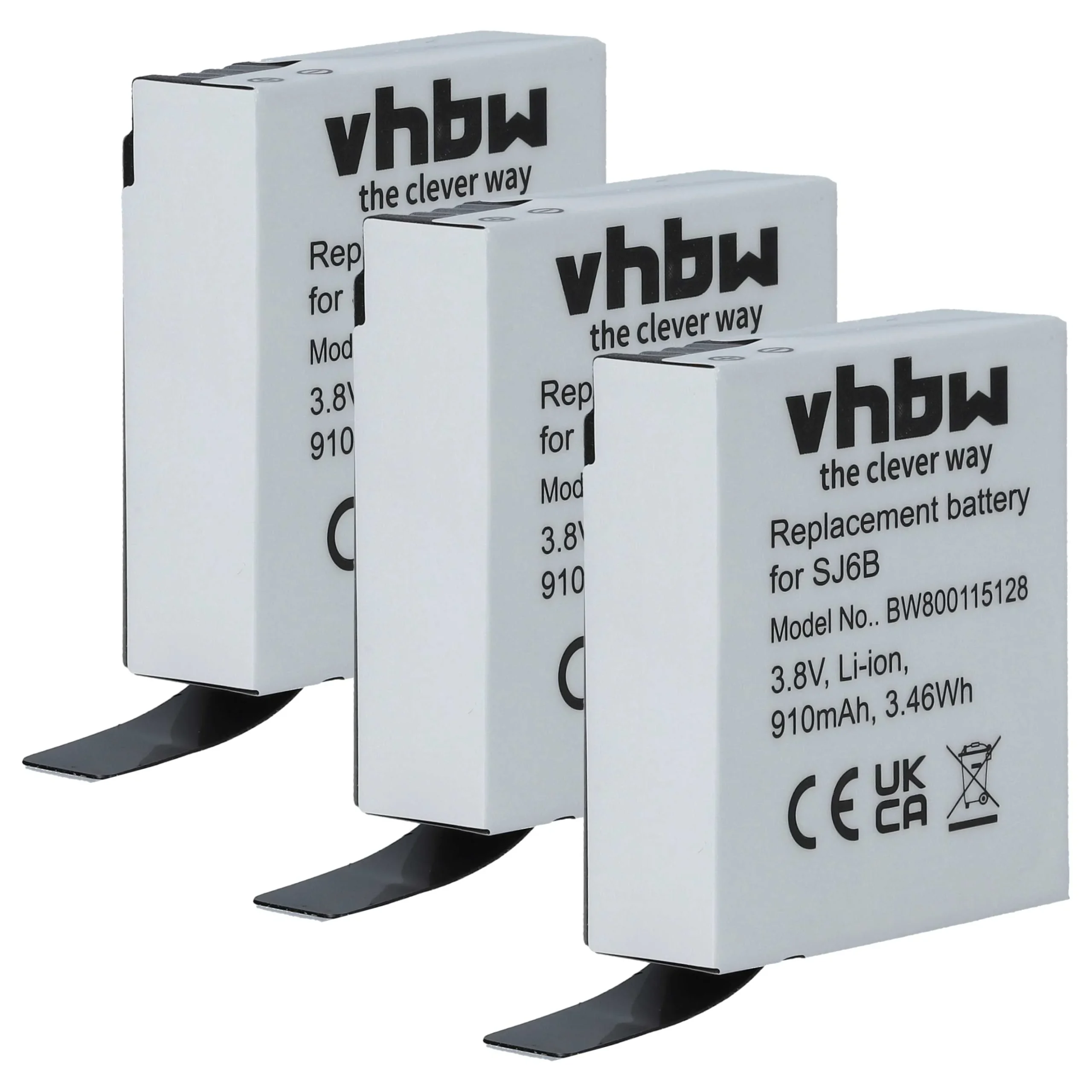3x Batteries remplace SJCam SJ6B pour caméscope Sjcam- 910mAh 3,8V Li-ion