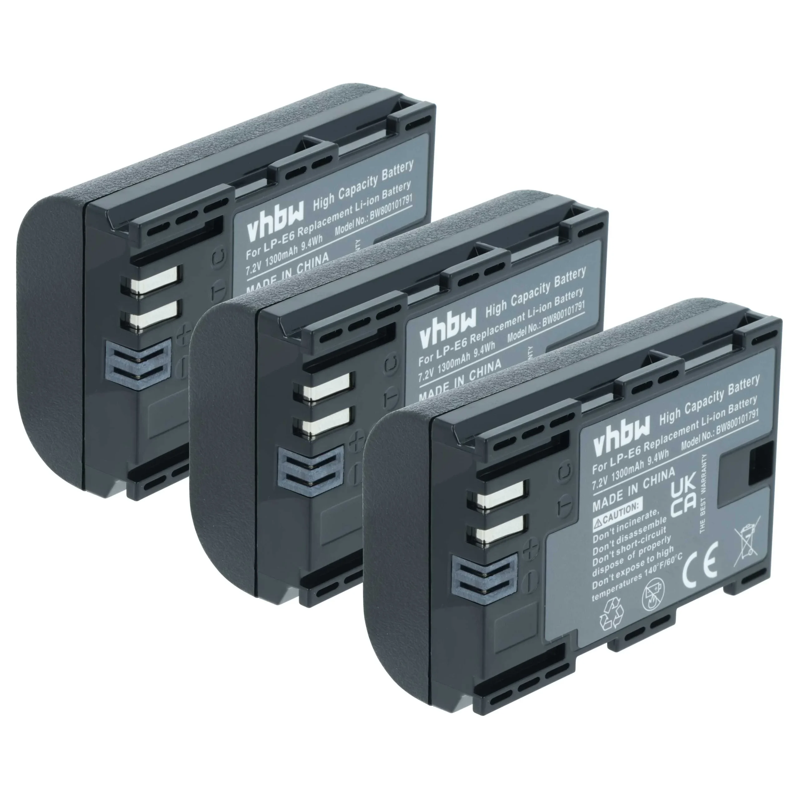 3x Batteries remplace Canon LP-E6 pour appareil photo Blackmagic- 1300mAh 7,4V Li-ion