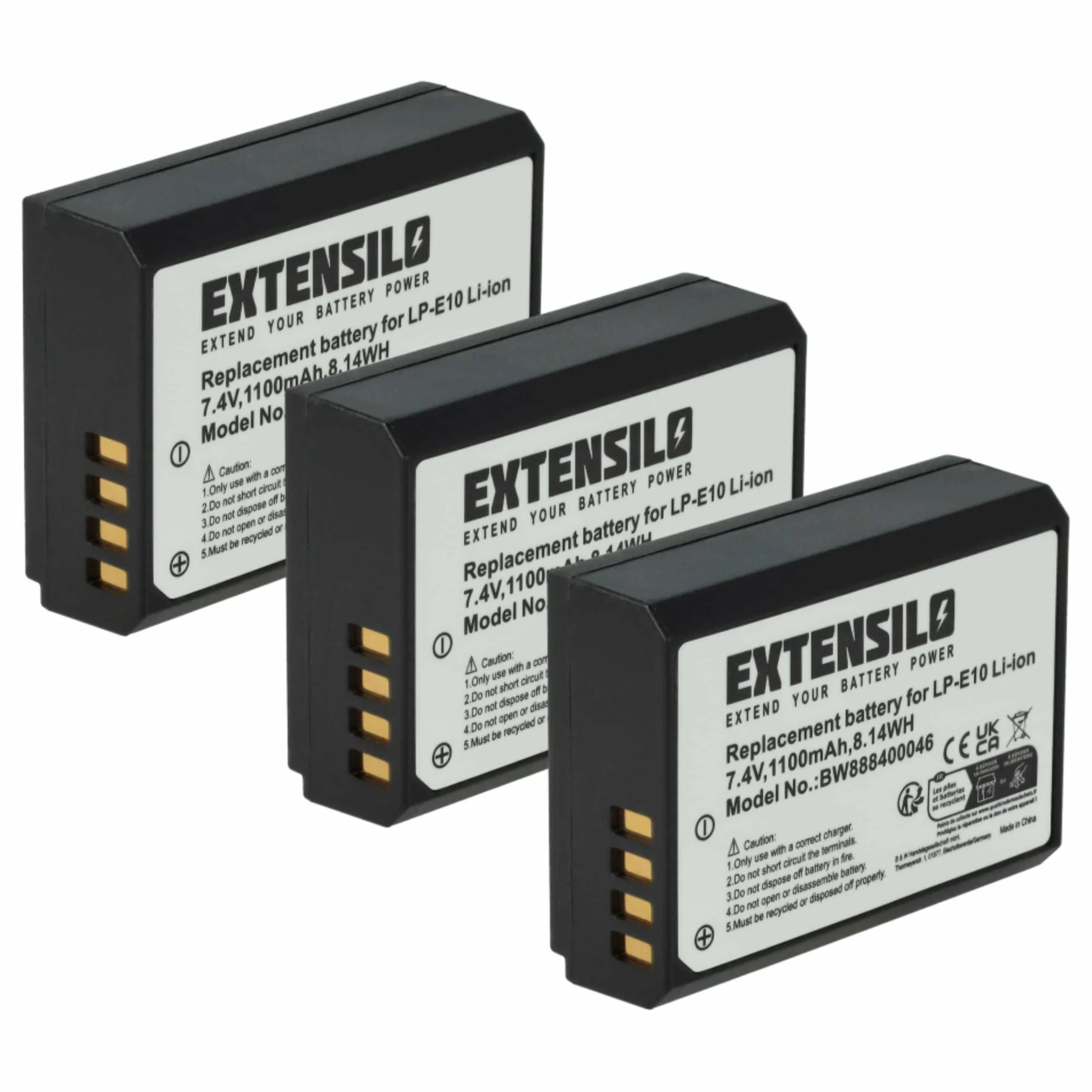 3x Batteries remplace Canon LP-E10 pour appareil photo Canon- 1100mAh 7,4V Li-ion