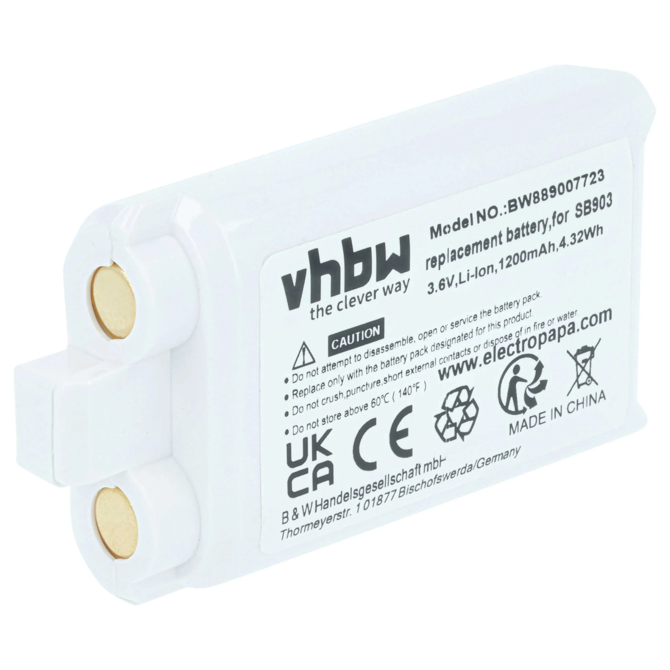 Batterie remplace Shure SB903 pour système radio numérique Shure - 1200mAh 3,7V Li-ion