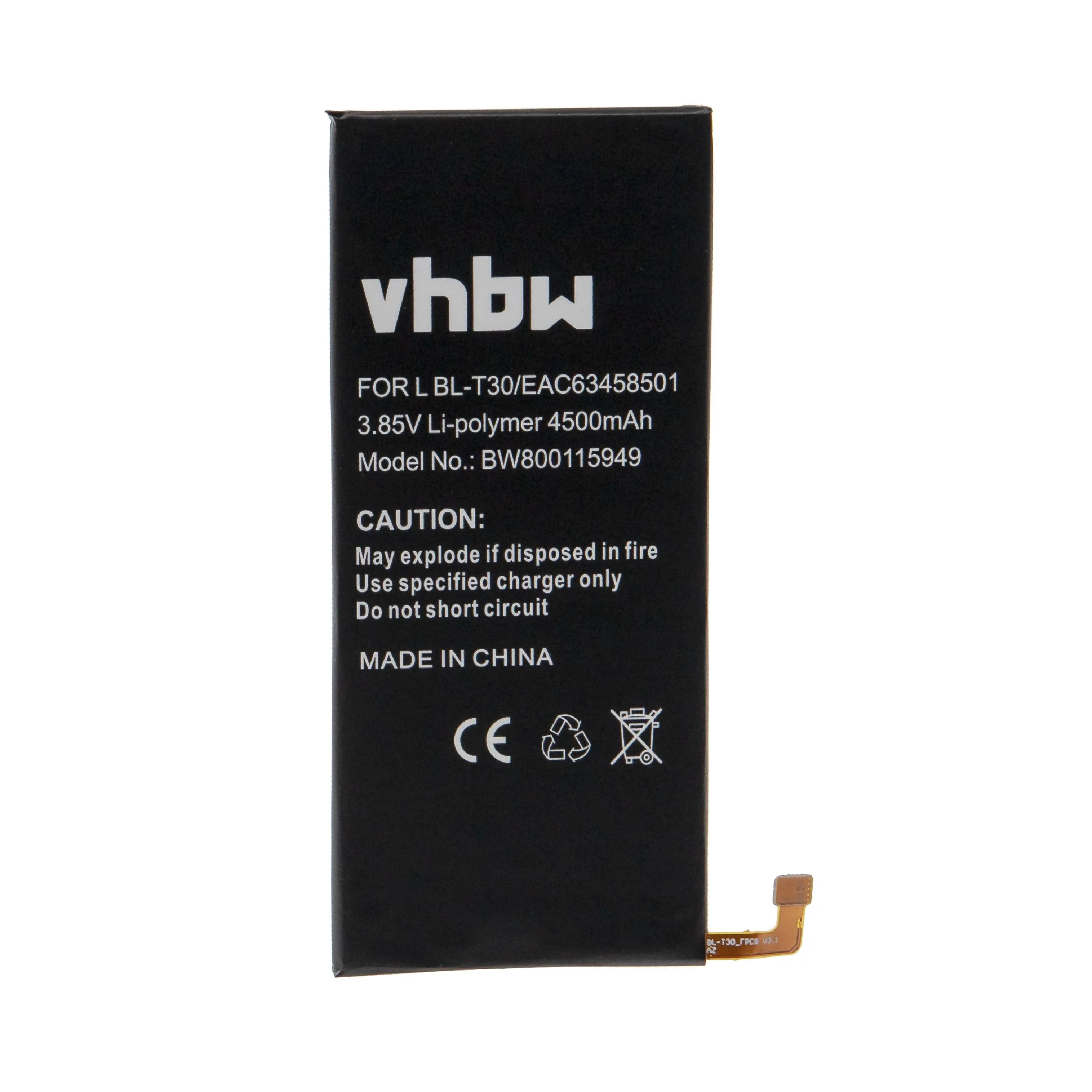 Batterie remplace LG EAC63458501, BL-T30 téléphone portable LG - 4500mAh 3,85V Li-polymère