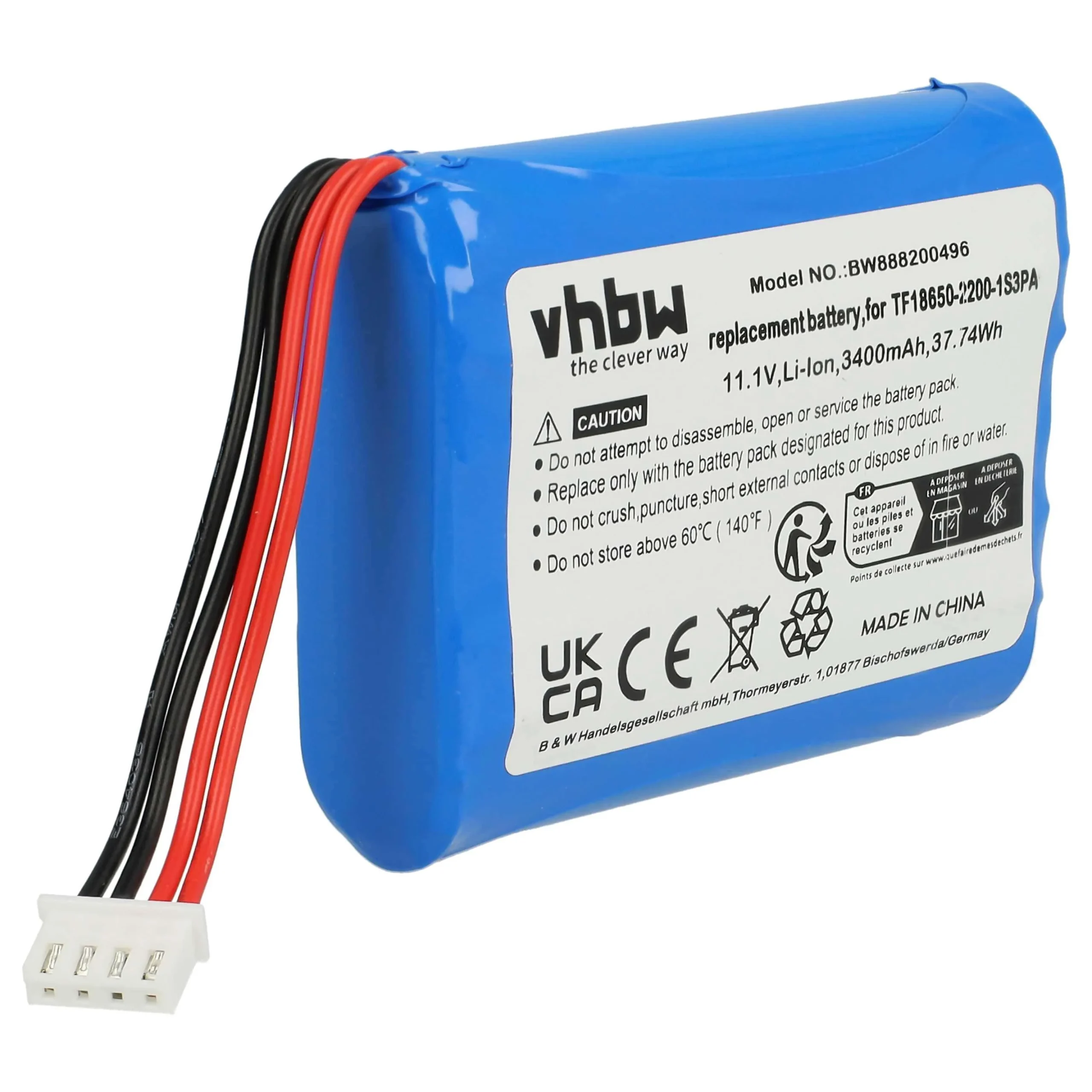 Batterie remplace Marshall TF18650-2200-1S3PA enceinte Marshall - 3400mAh 11,1V Li-ion