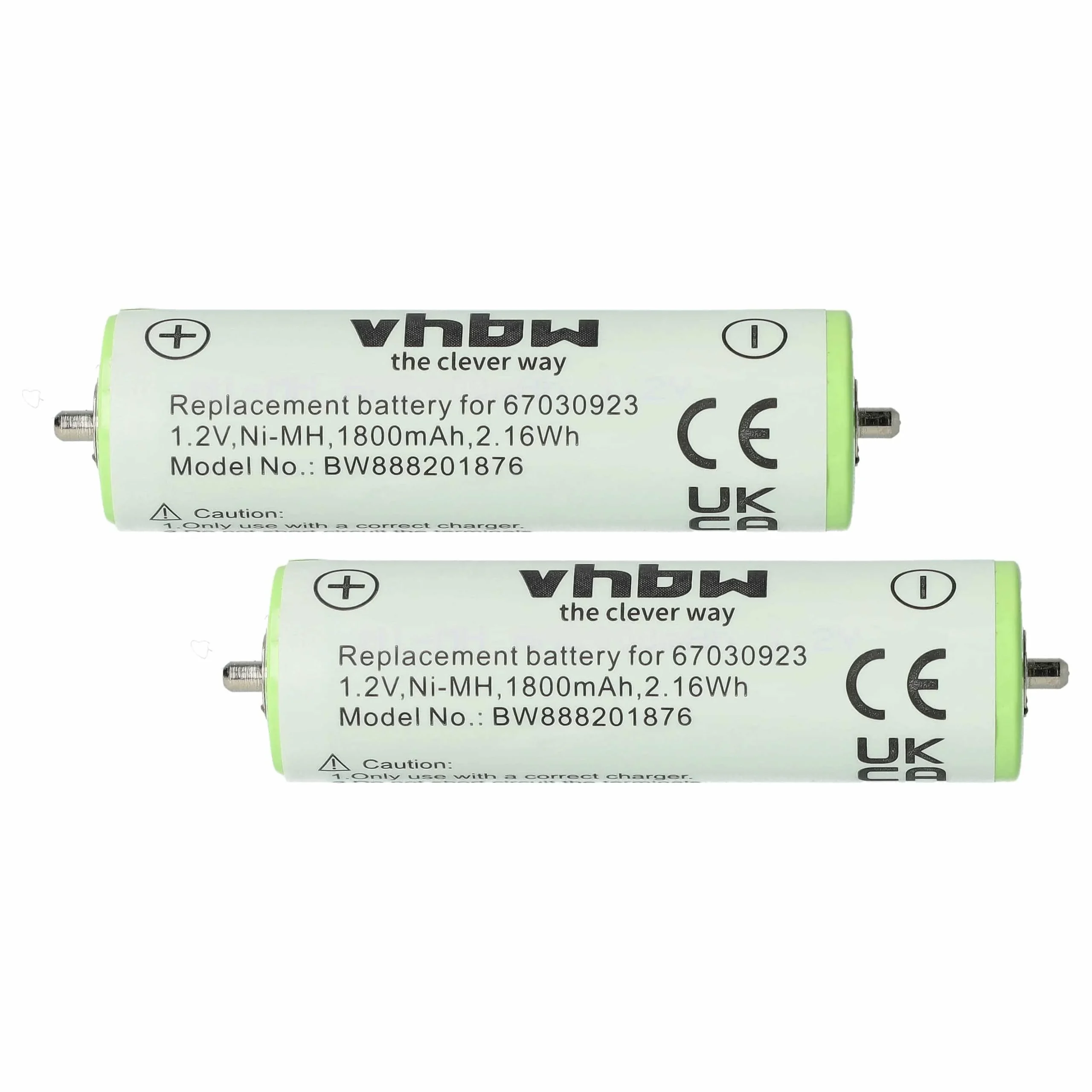 2x Batteries remplace Braun 67030923, 67030834, 67030165 pour rasoir électrique Panasonic - 1800mAh 1,2V NiMH