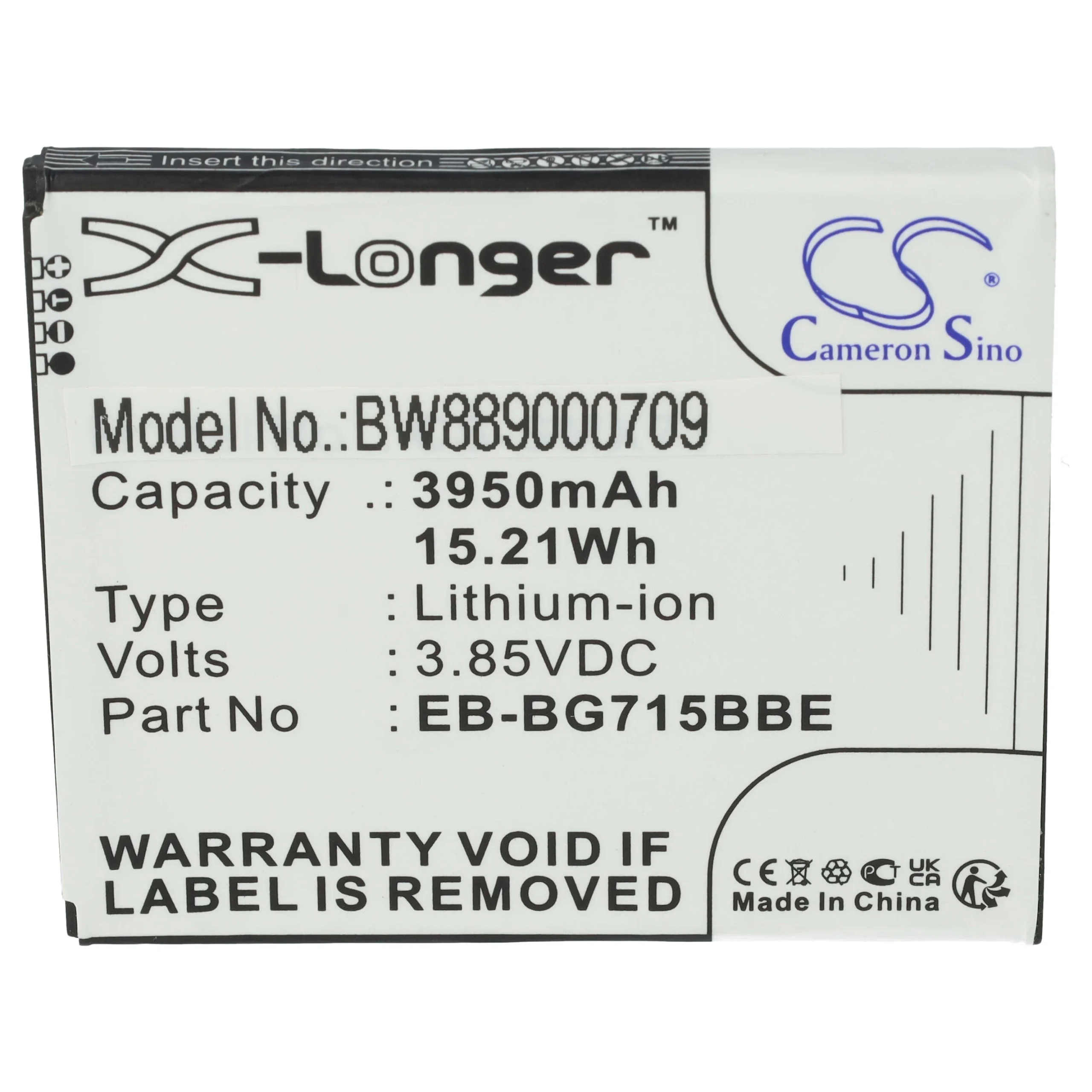 Batterie remplace Samsung EB-BG715BBE, GH43-04993A téléphone portable Samsung - 3950mAh 3,85V Li-ion
