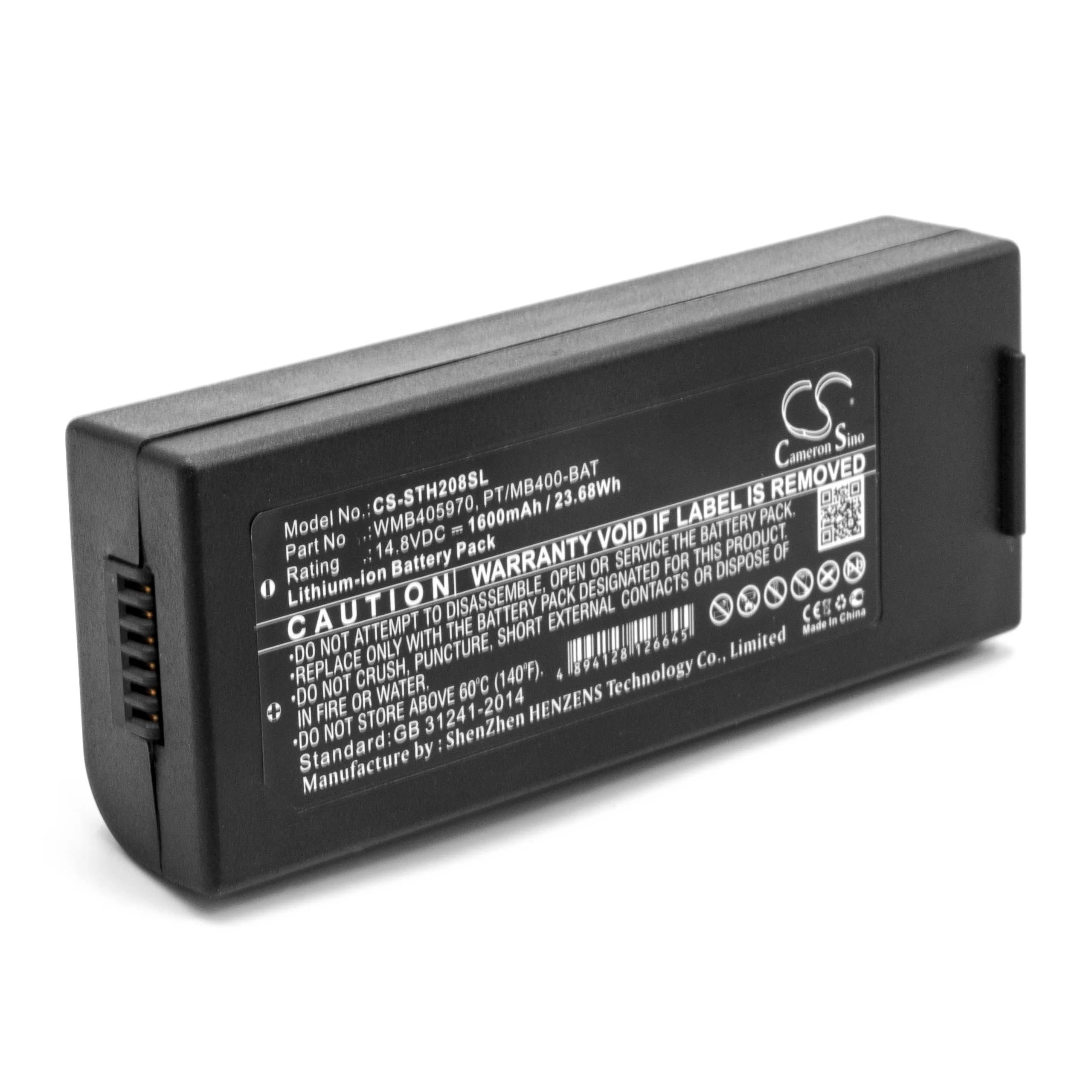 Batterie remplace WMB405970, PT/MB400-BAT pour imprimante Lapin - 1600mAh 14,8V Li-ion