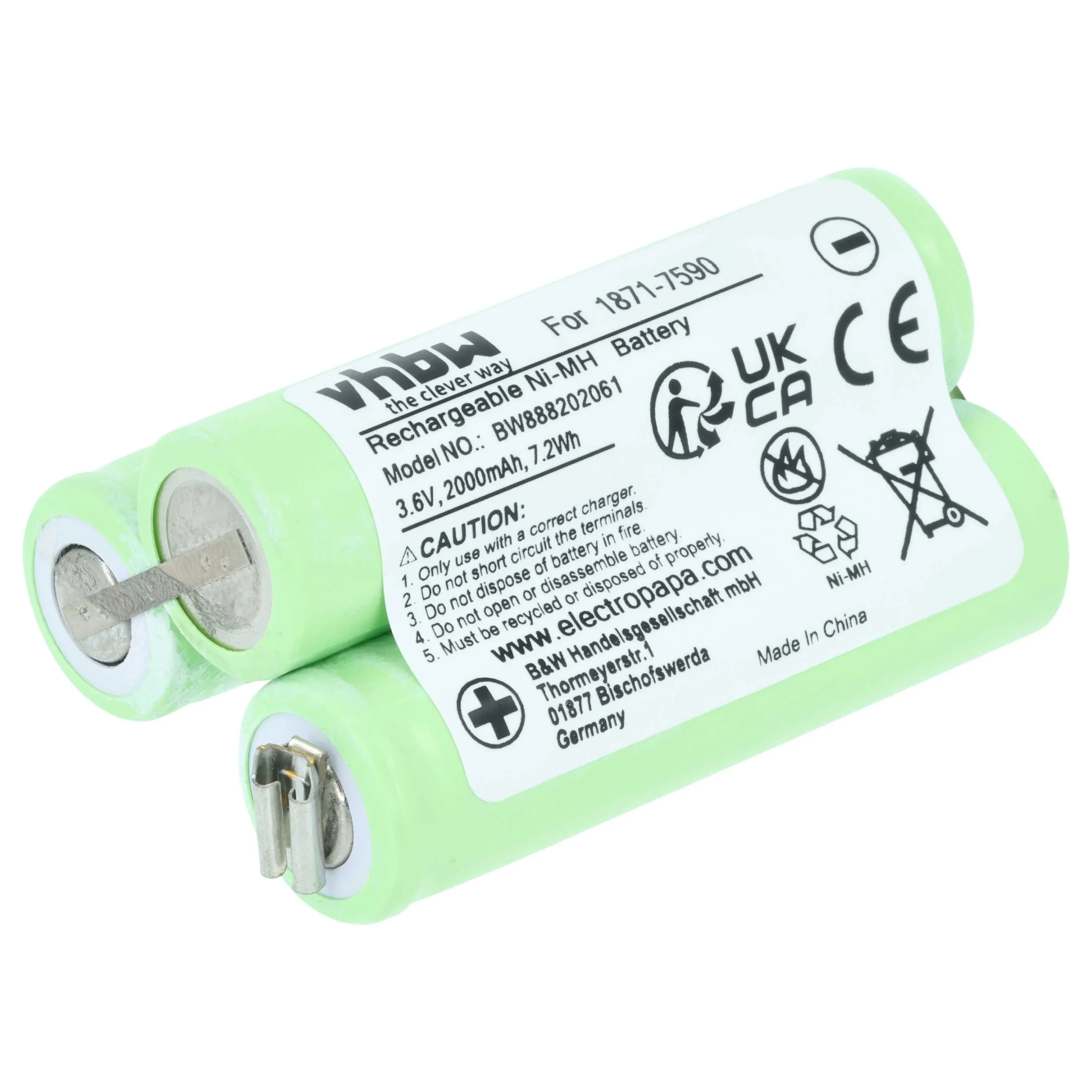 Batterie remplace Moser 1871-7590 tondeuse à cheveux - 2000mAh 3,6V NiMH