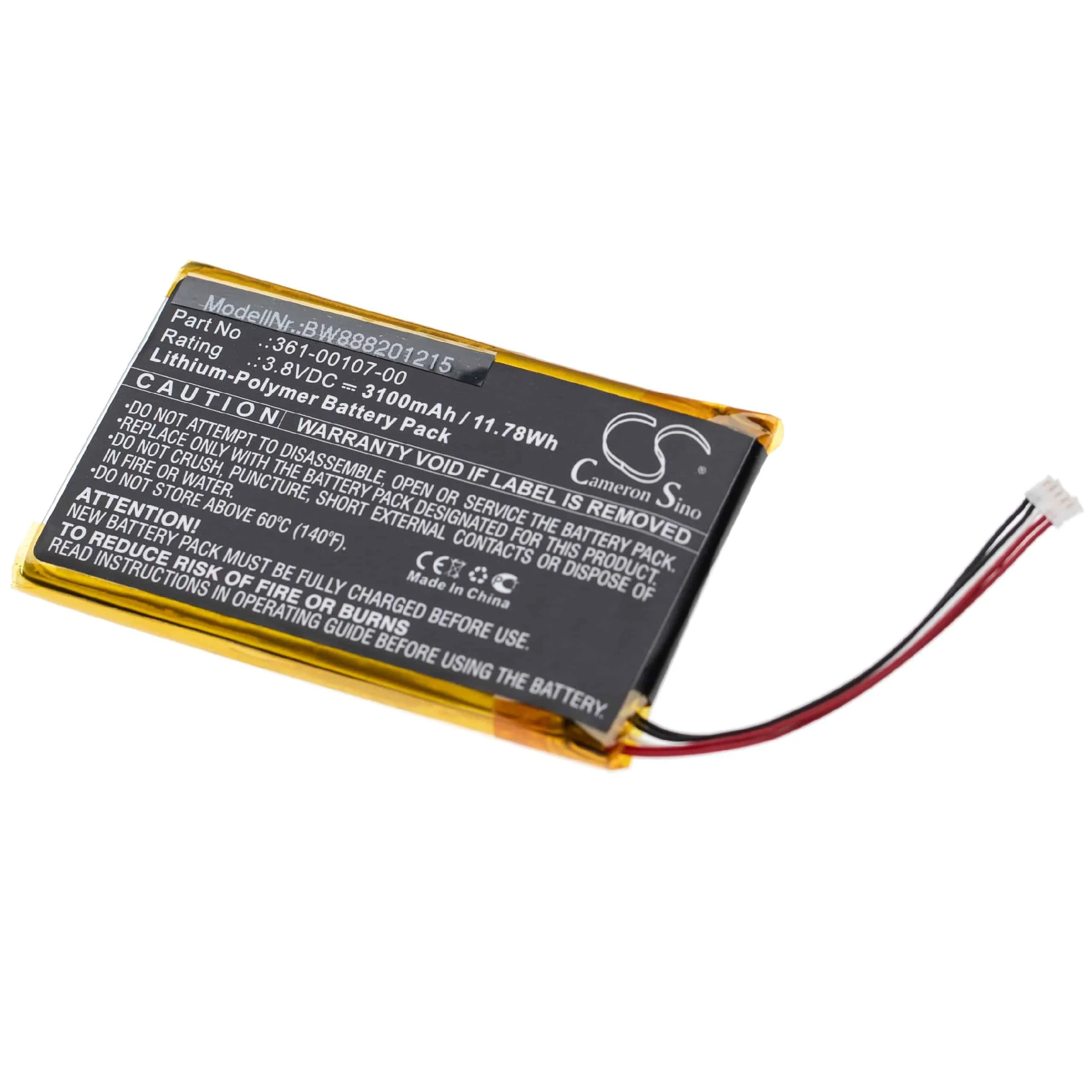 Batterie remplace Garmin 361-00107-00 pour navigation GPS Garmin - 3100mAh 3,8V Li-polymère