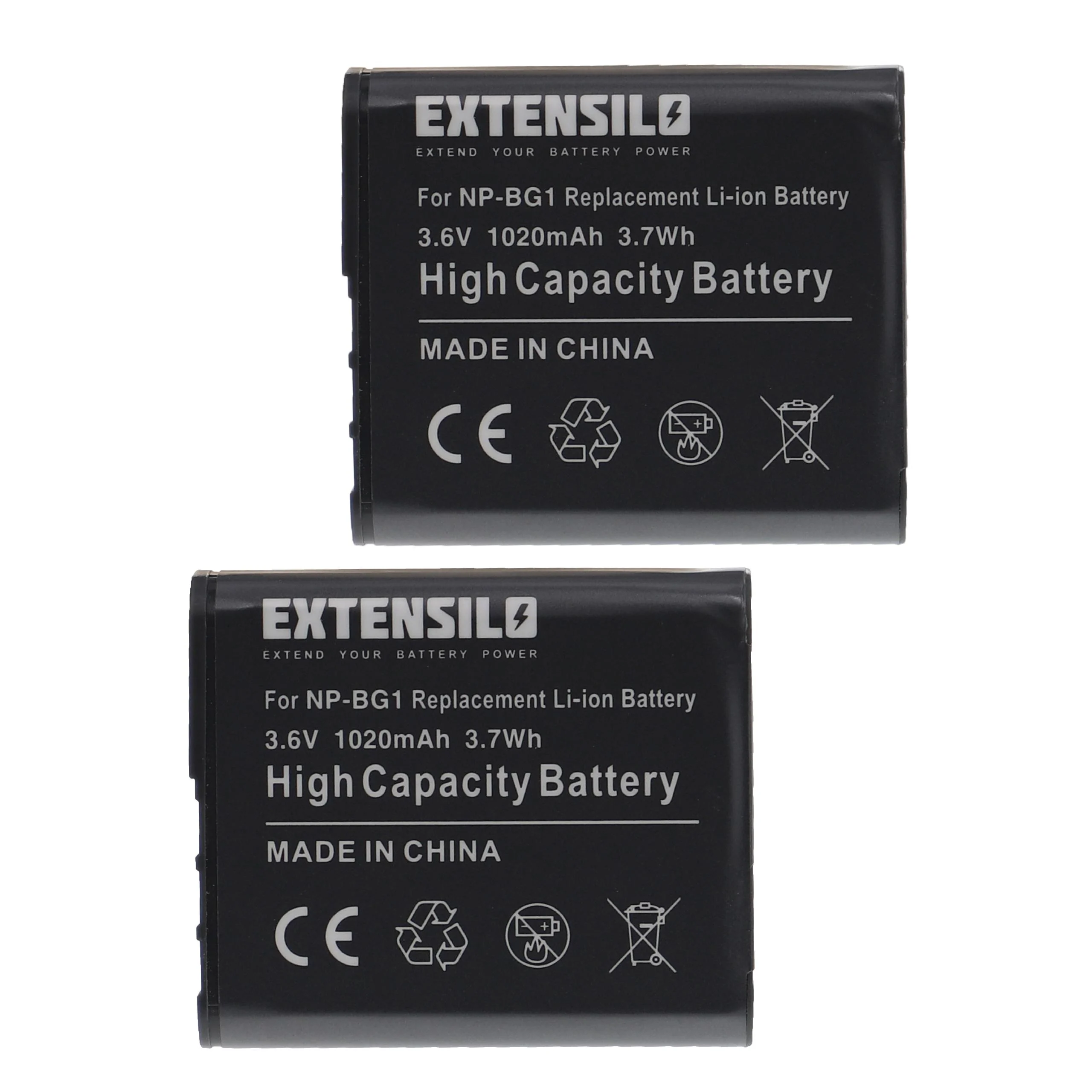 2x Batteries remplace Sony NP-BG1, NP-FG1 pour appareil photo Sony- 1020mAh 3,6V Li-ion