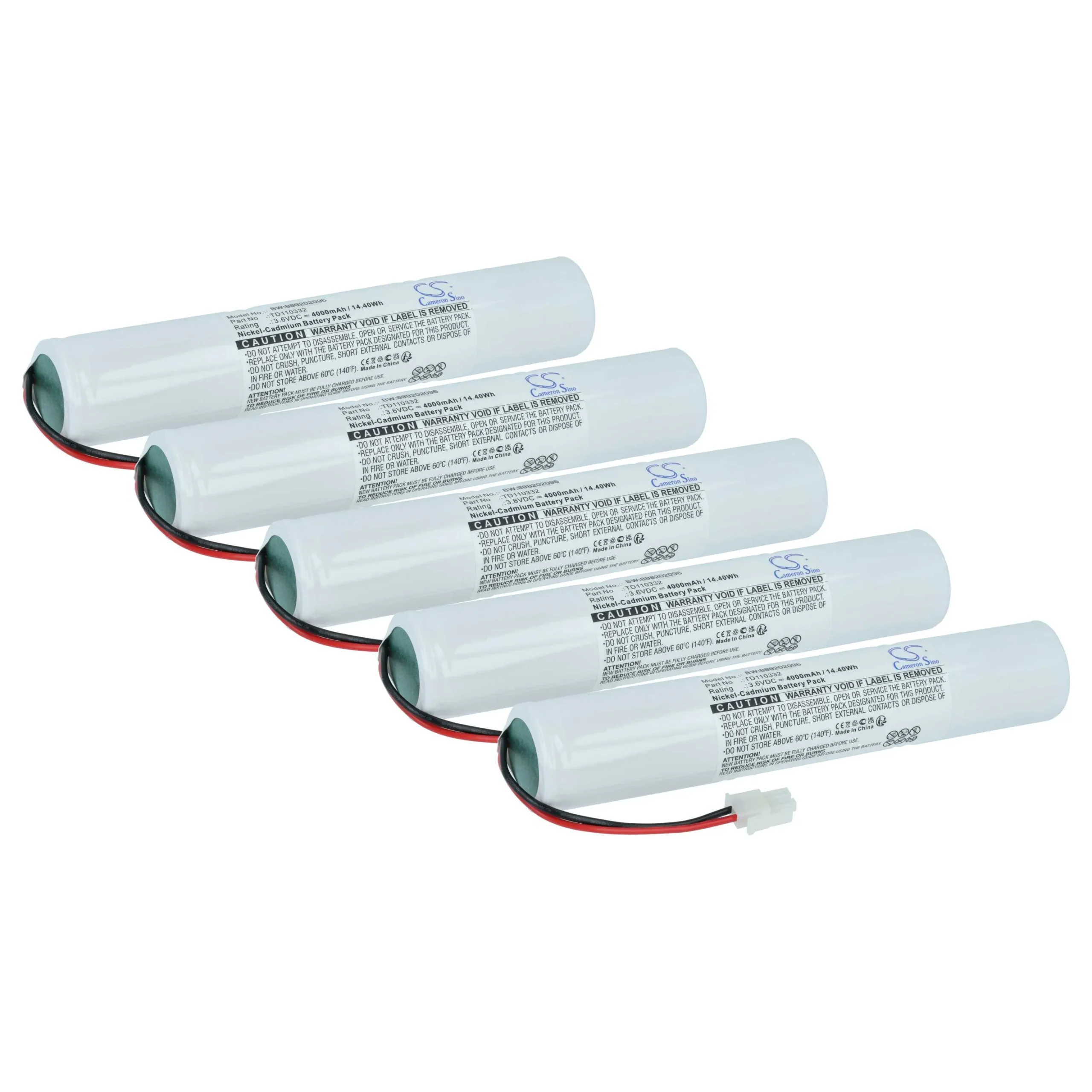 5x Batteries remplace Schneider 329056000, TD110332 pour éclairage de secours Schneider - 4000mAh 3,6V NiCd